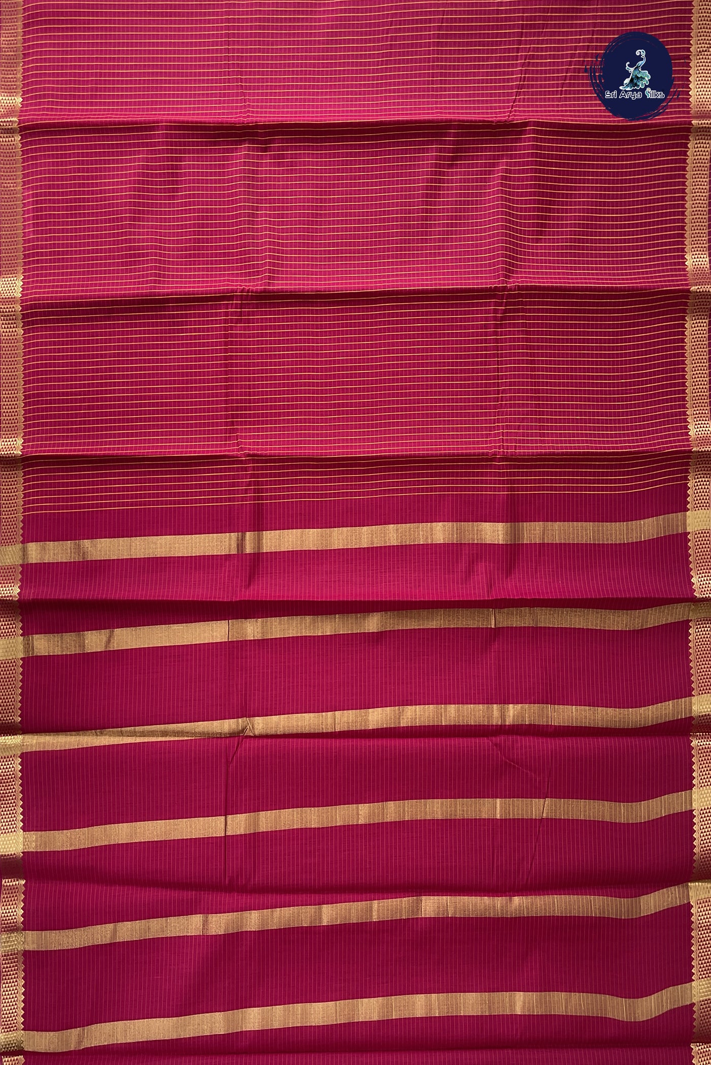 Dark Pink Budget Semi Silk Cotton Saree With Checked Pattern