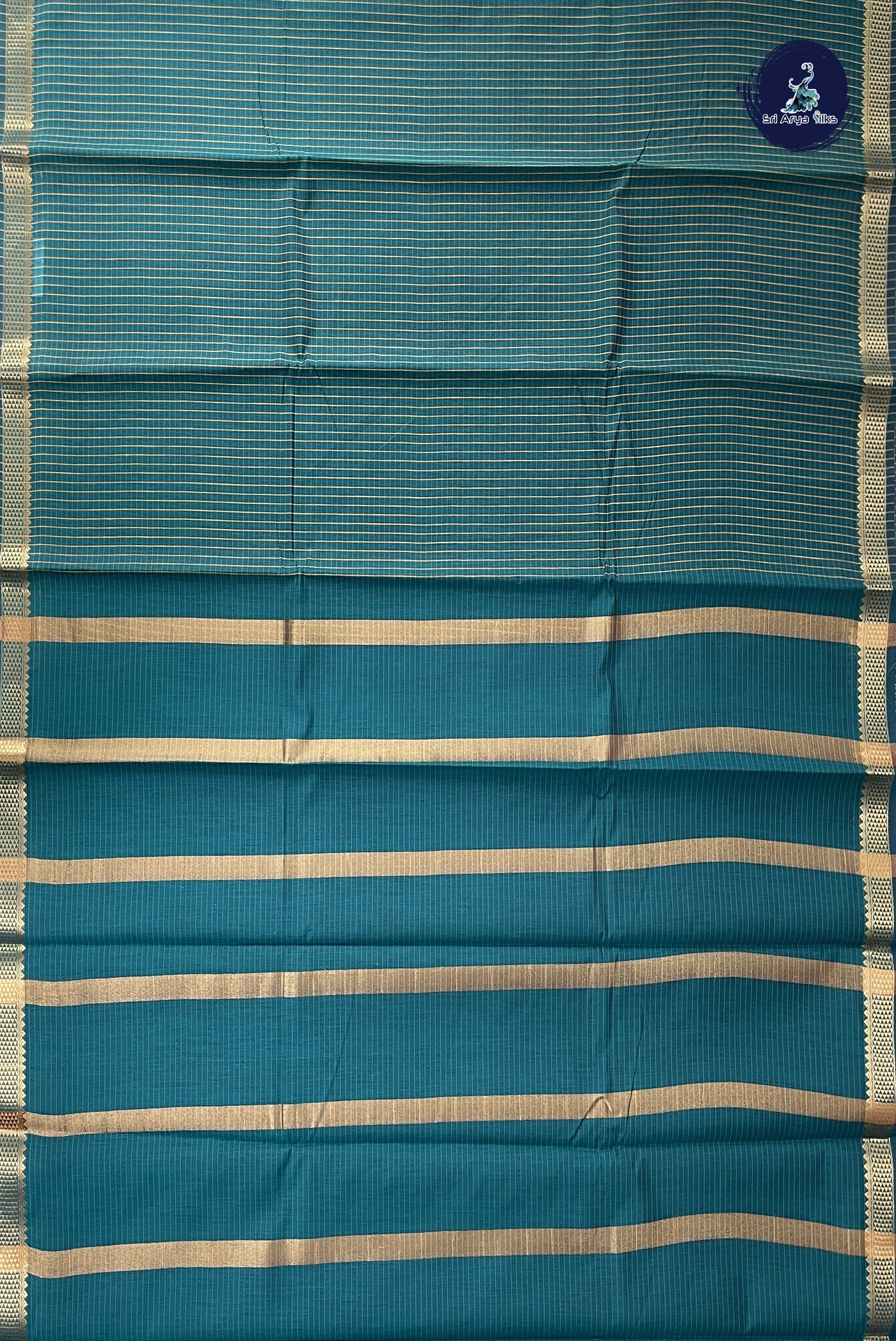 Green Budget Semi Silk Cotton Saree With Checked Pattern