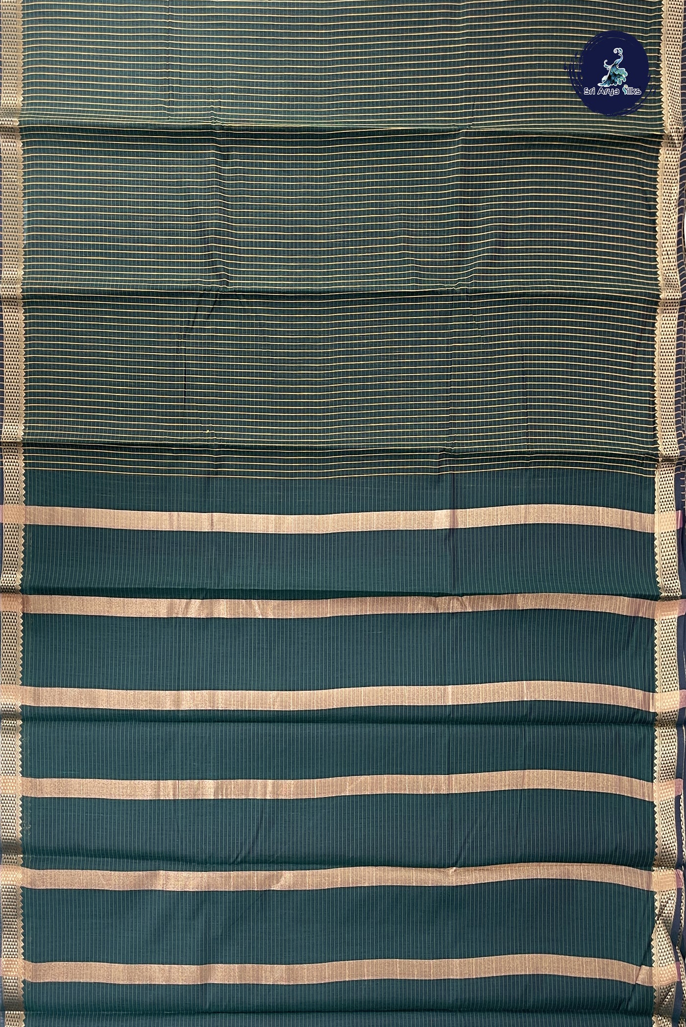 Dark Green Budget Semi Silk Cotton Saree With Checked Pattern