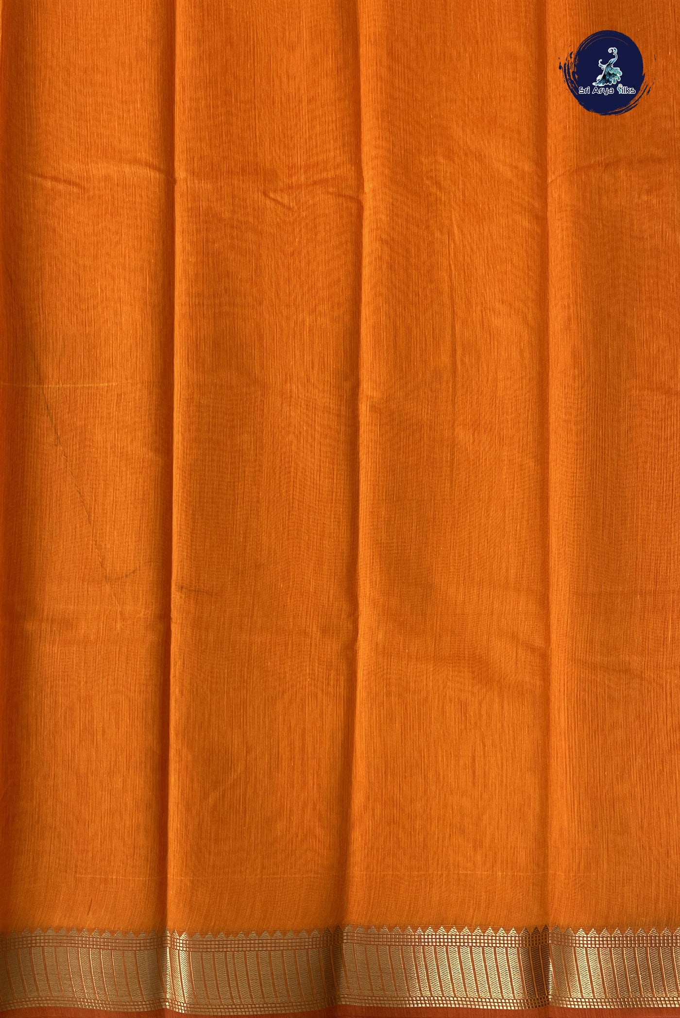 Yellowish Orange Budget Semi Silk Cotton Saree With Plain Pattern
