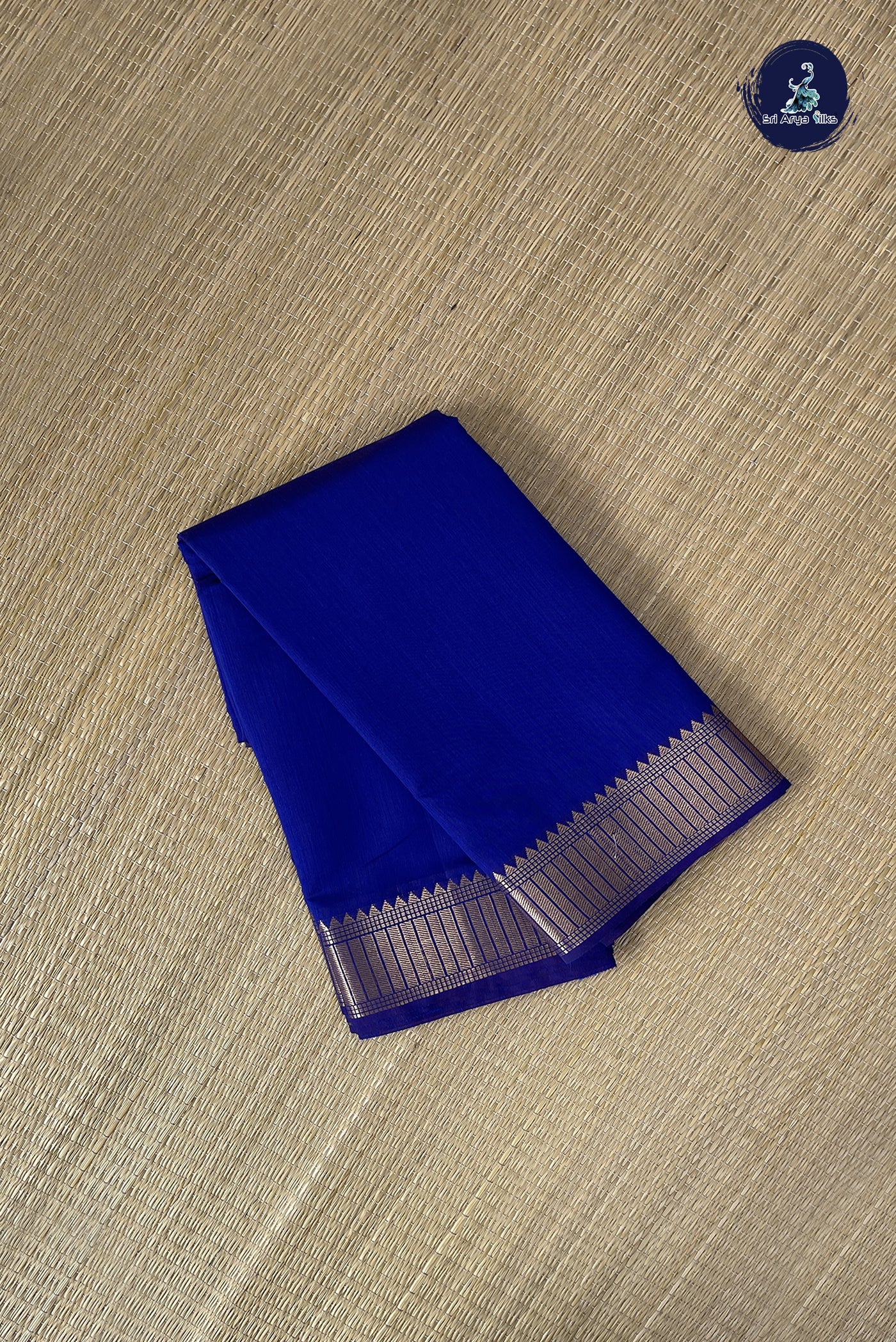 MS Blue Budget Semi Silk Cotton Saree With Plain Pattern