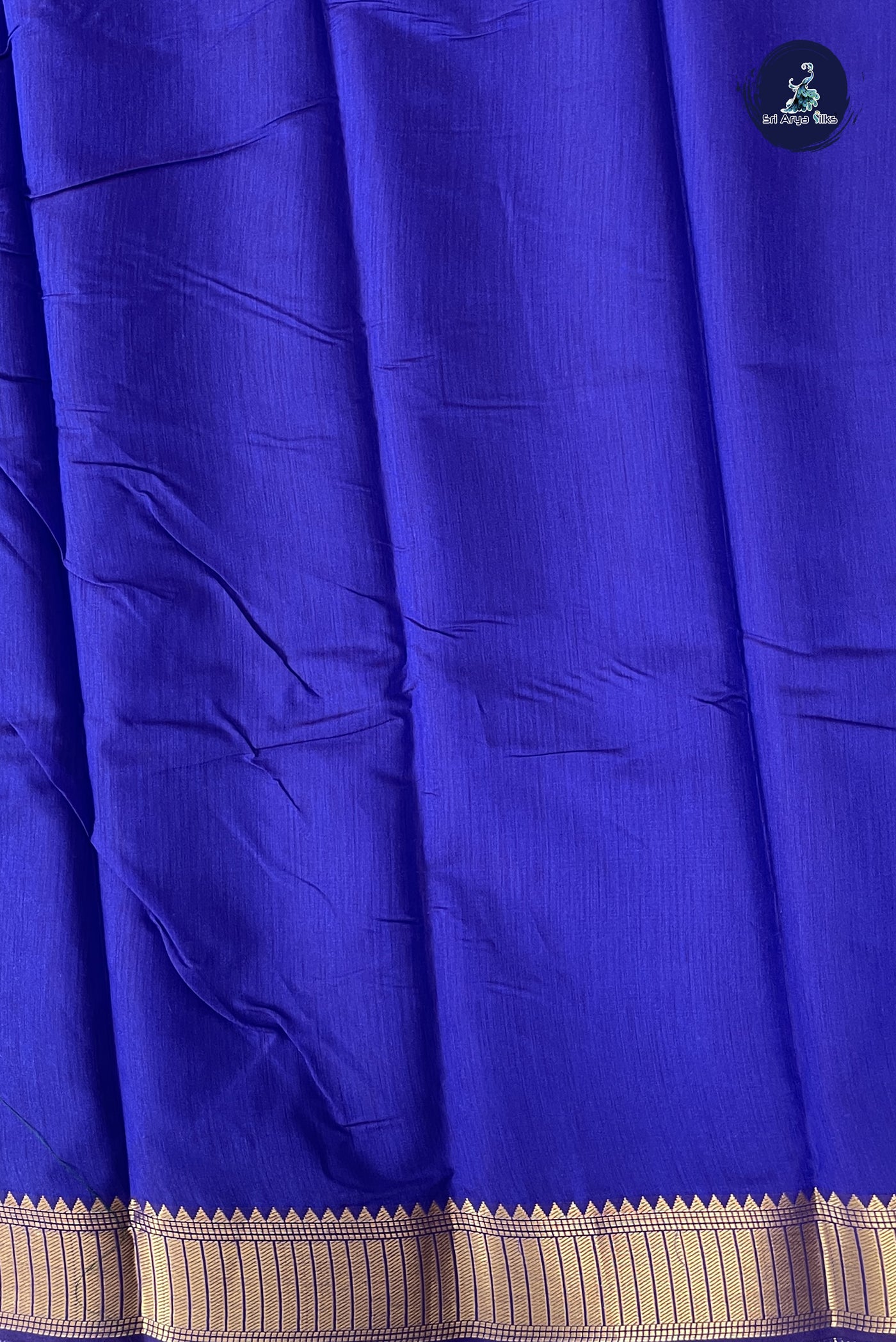 MS Blue Budget Semi Silk Cotton Saree With Plain Pattern