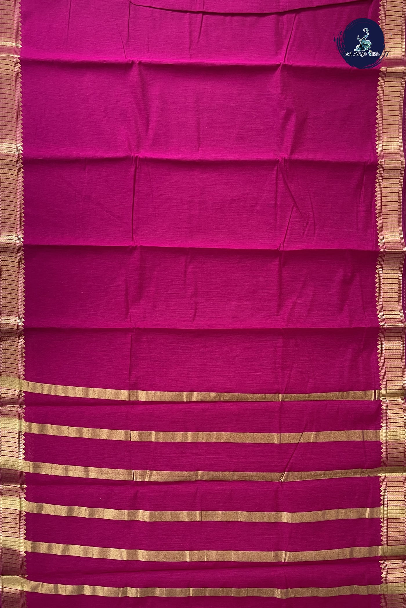 Magenta Budget Semi Silk Cotton Saree With Plain Pattern