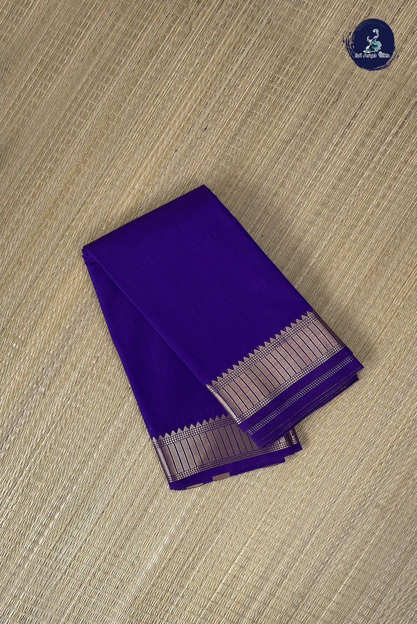 Violet Budget Semi Silk Cotton Saree With Plain Pattern