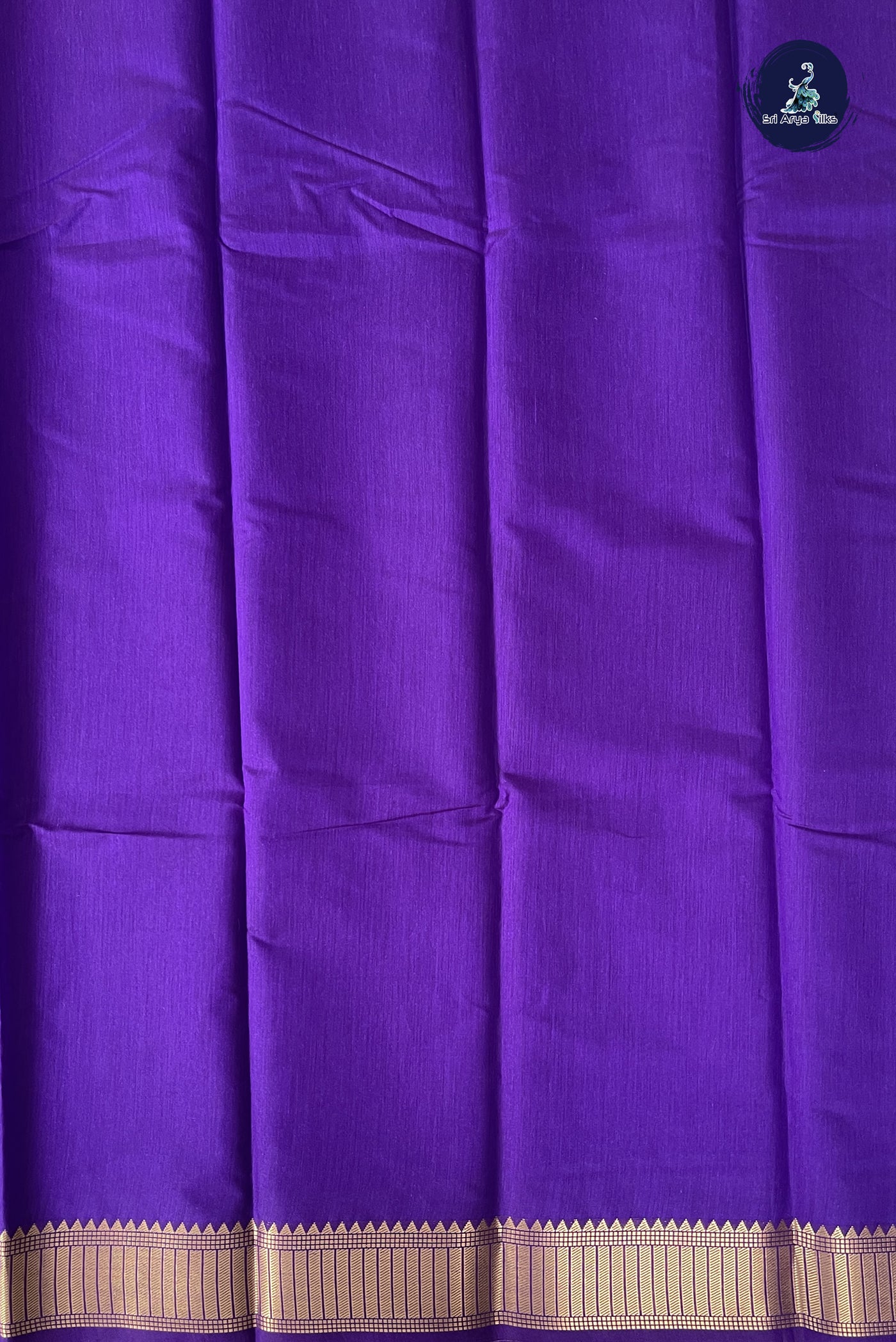 Violet Budget Semi Silk Cotton Saree With Plain Pattern