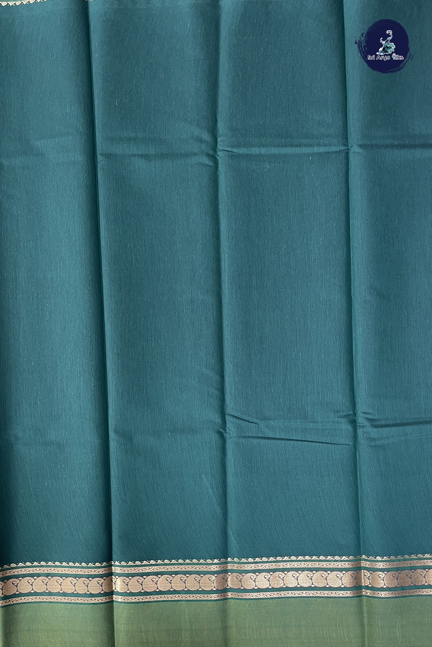 Dark Green Budget Semi Silk Cotton Saree With Zari Buttas Pattern