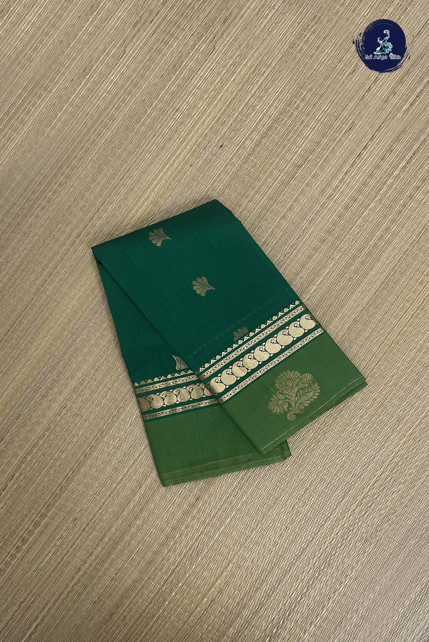 Green Budget Semi Silk Cotton Saree With Zari Buttas Pattern