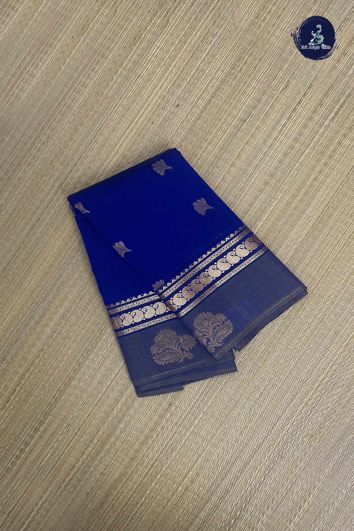 Blue Budget Semi Silk Cotton Saree With Zari Buttas Pattern