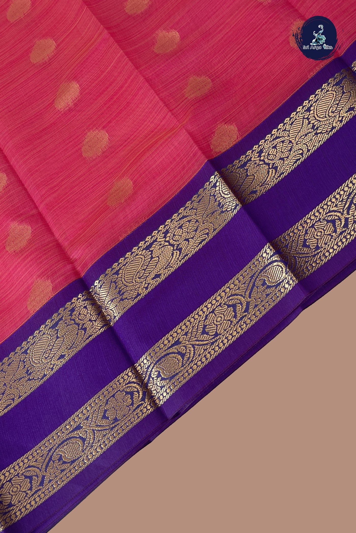 Pink Budget Semi Silk Cotton Saree With Zari Buttas Pattern