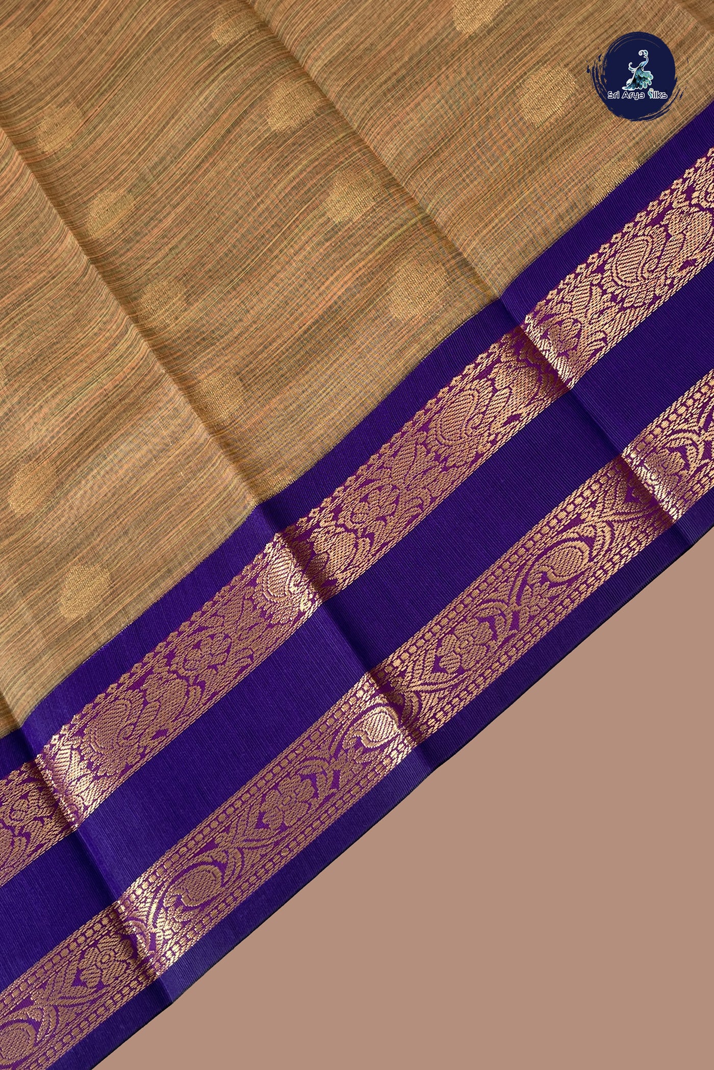 Beige Budget Semi Silk Cotton Saree With Zari Buttas Pattern