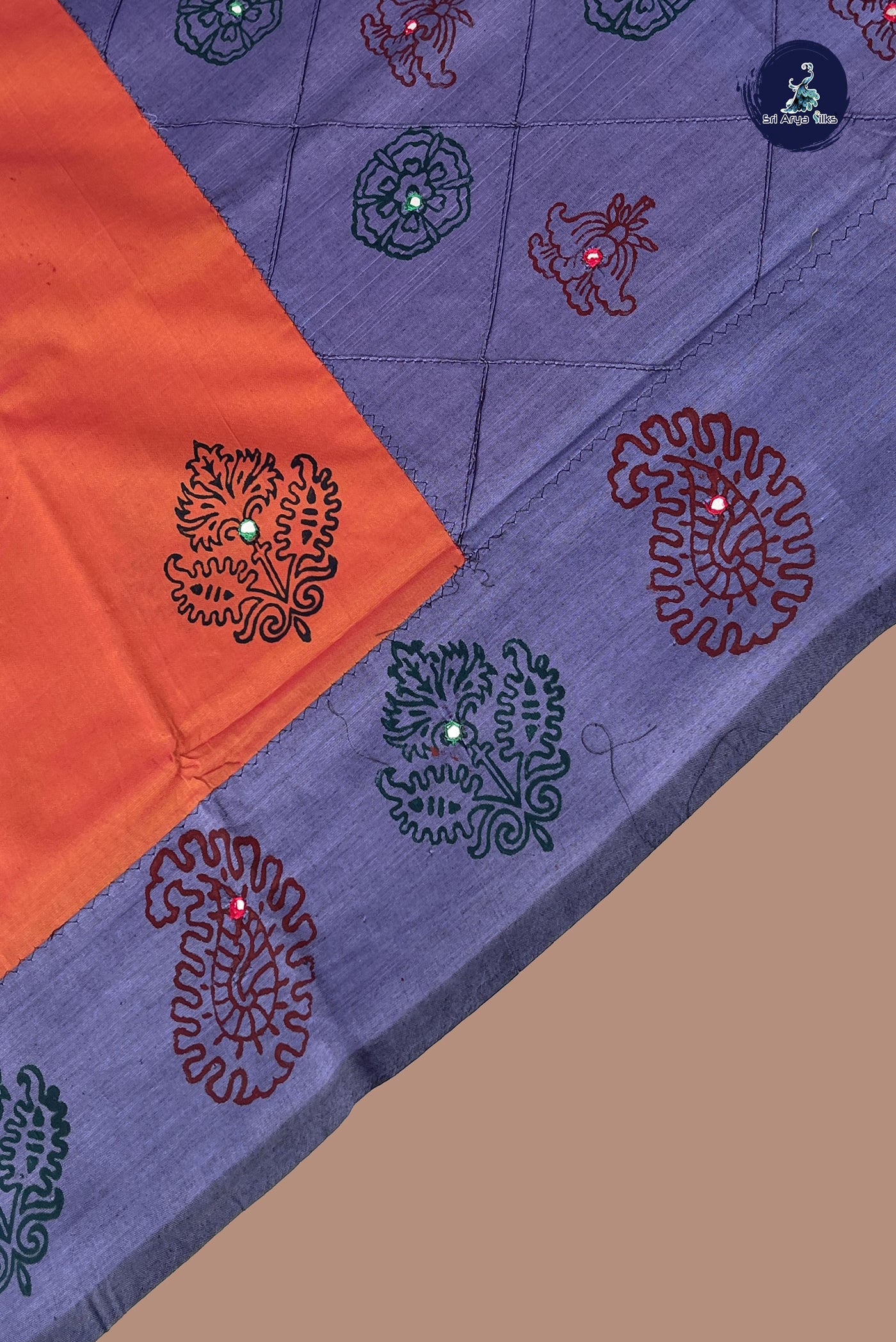 Lavender Cotton Saree With Printed Pattern