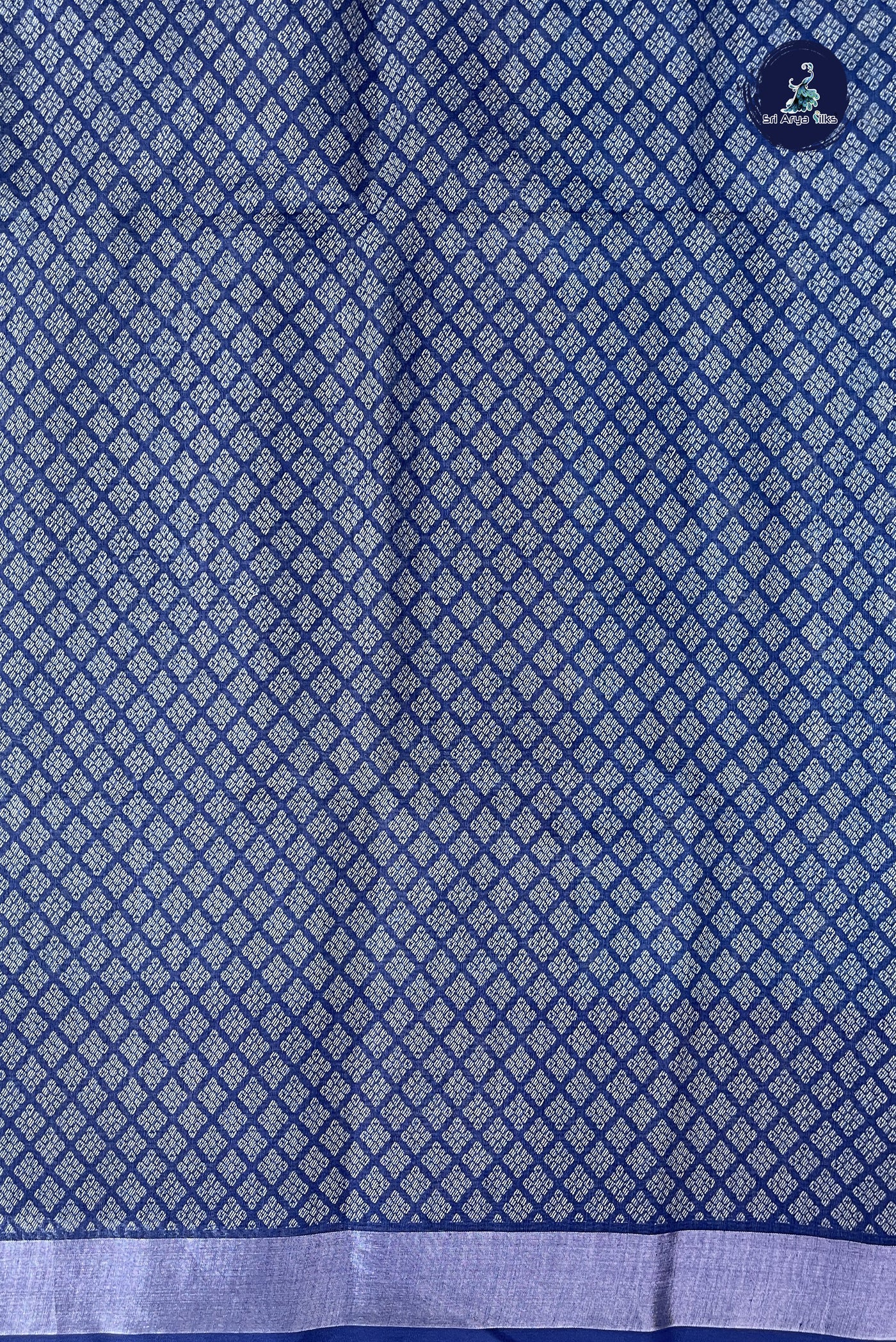 Copper Sulphate Blue Linen Saree With Printed Pattern