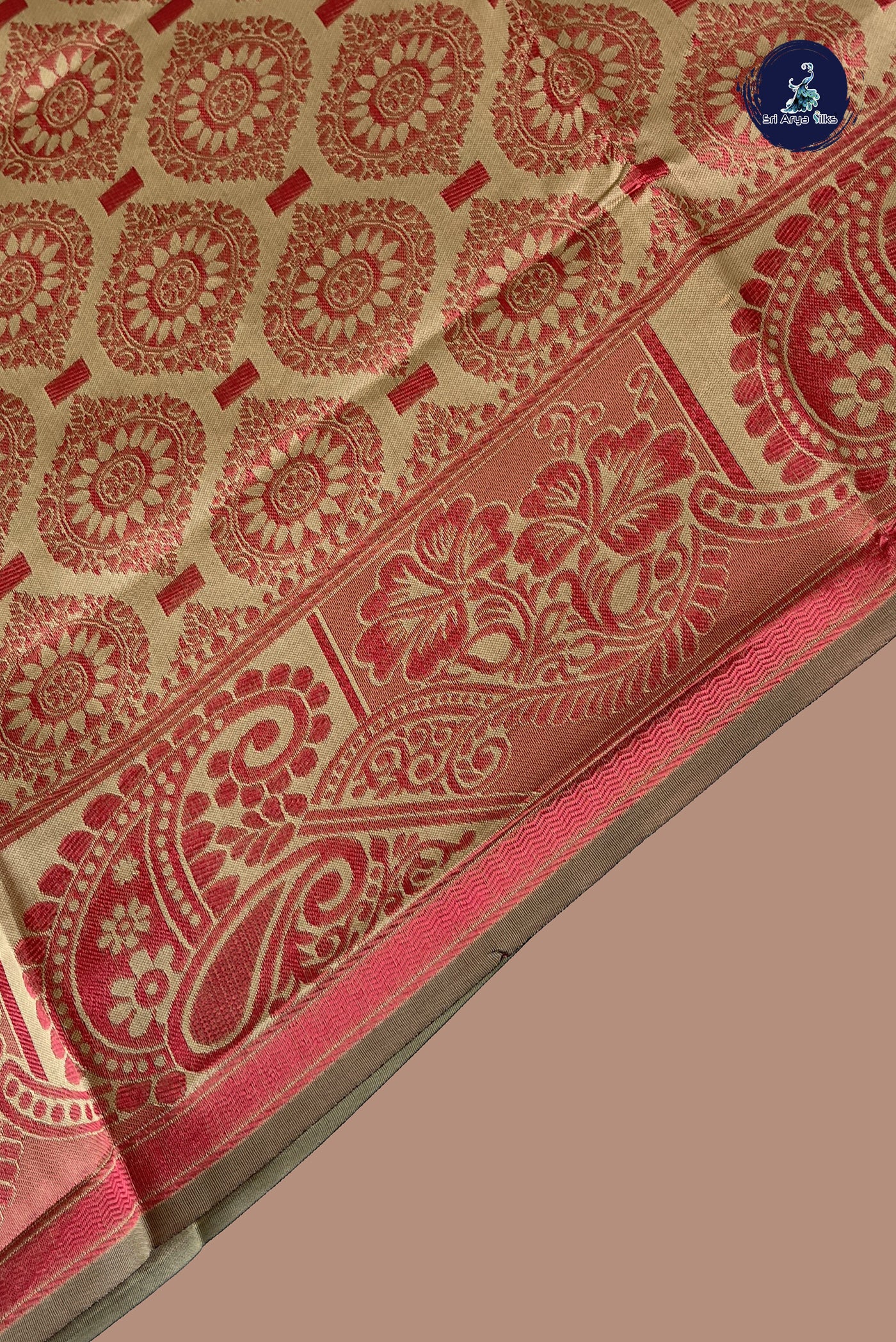 Ivory Semi Banarasi Saree With Embossed Pattern