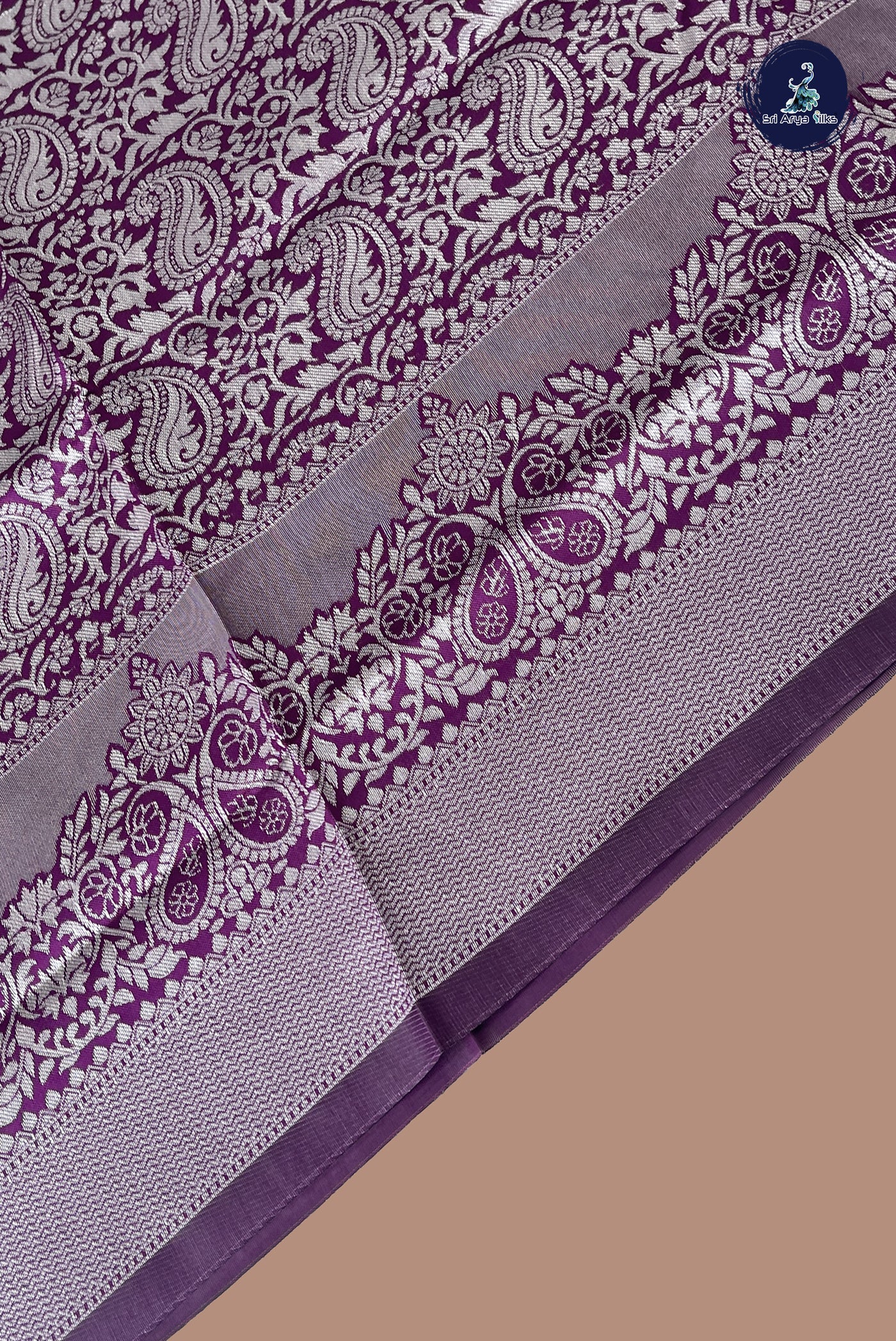 Purple Semi Banarasi Saree With Embossed Pattern
