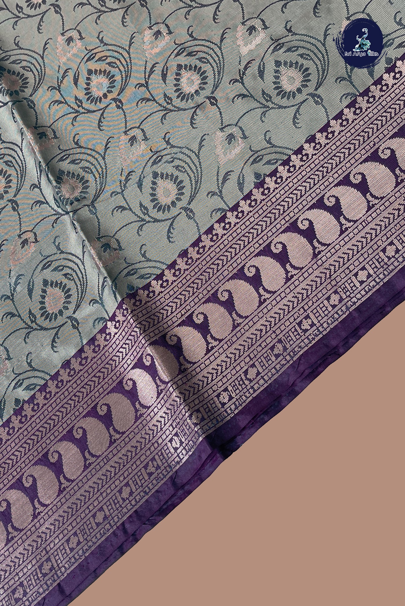 Teal Semi Banarasi Saree With Zari Woven Pattern
