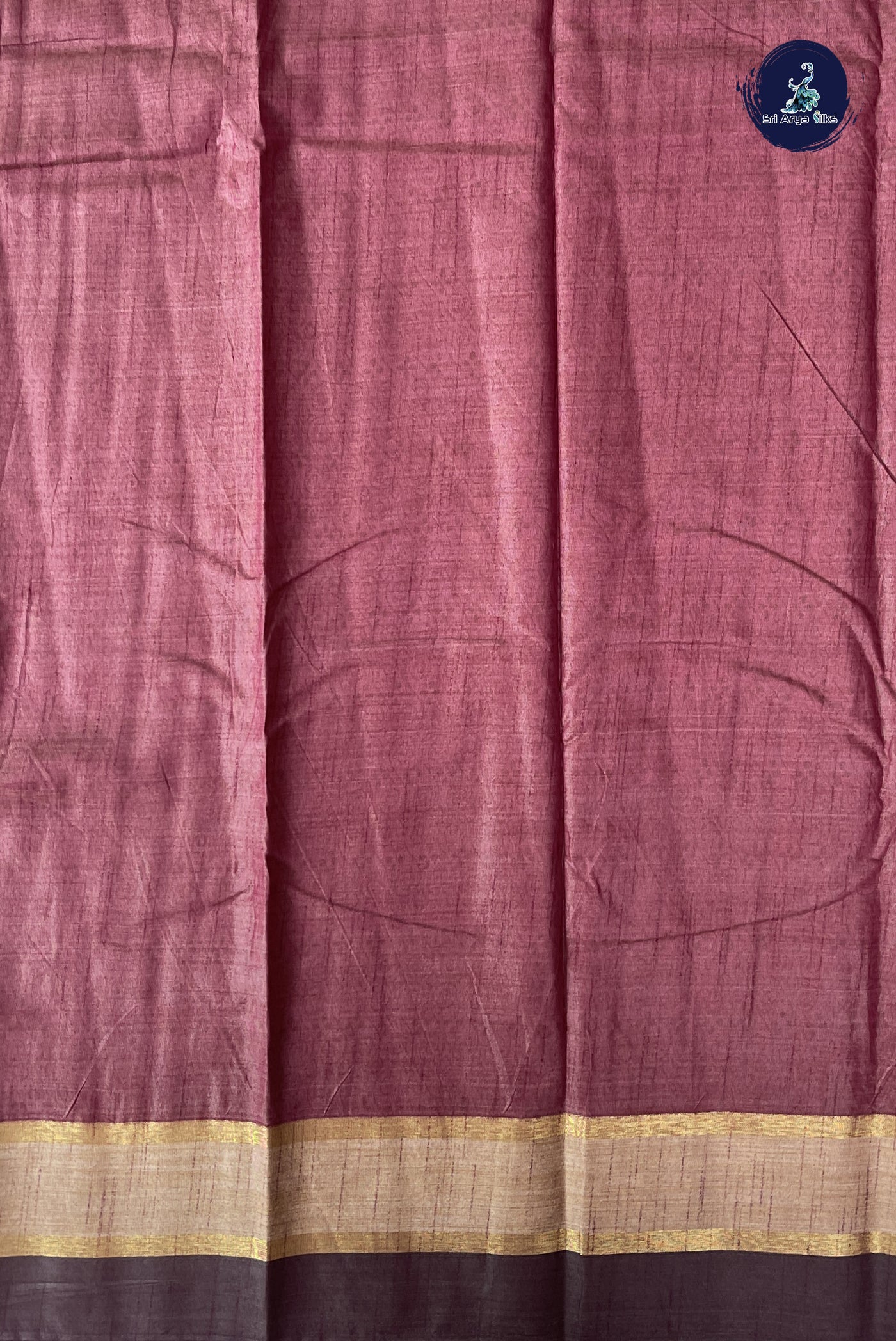 Dual Tone Brown Semi Tussar Saree With Printed Pattern