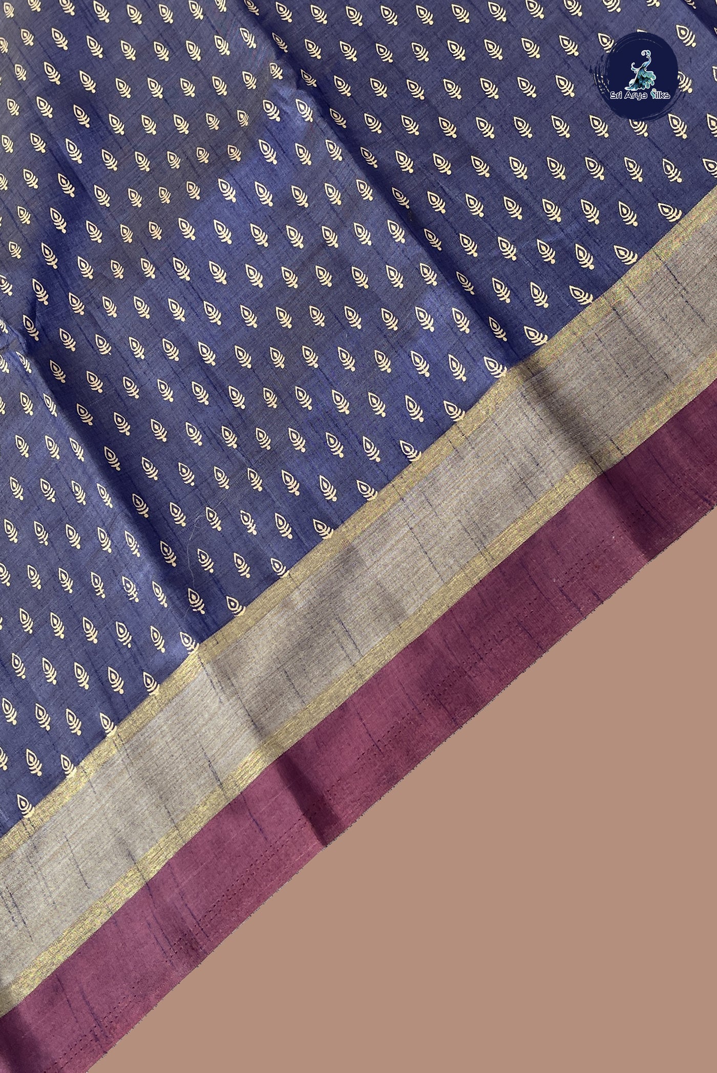 Blue Semi Tussar Saree With Printed Pattern