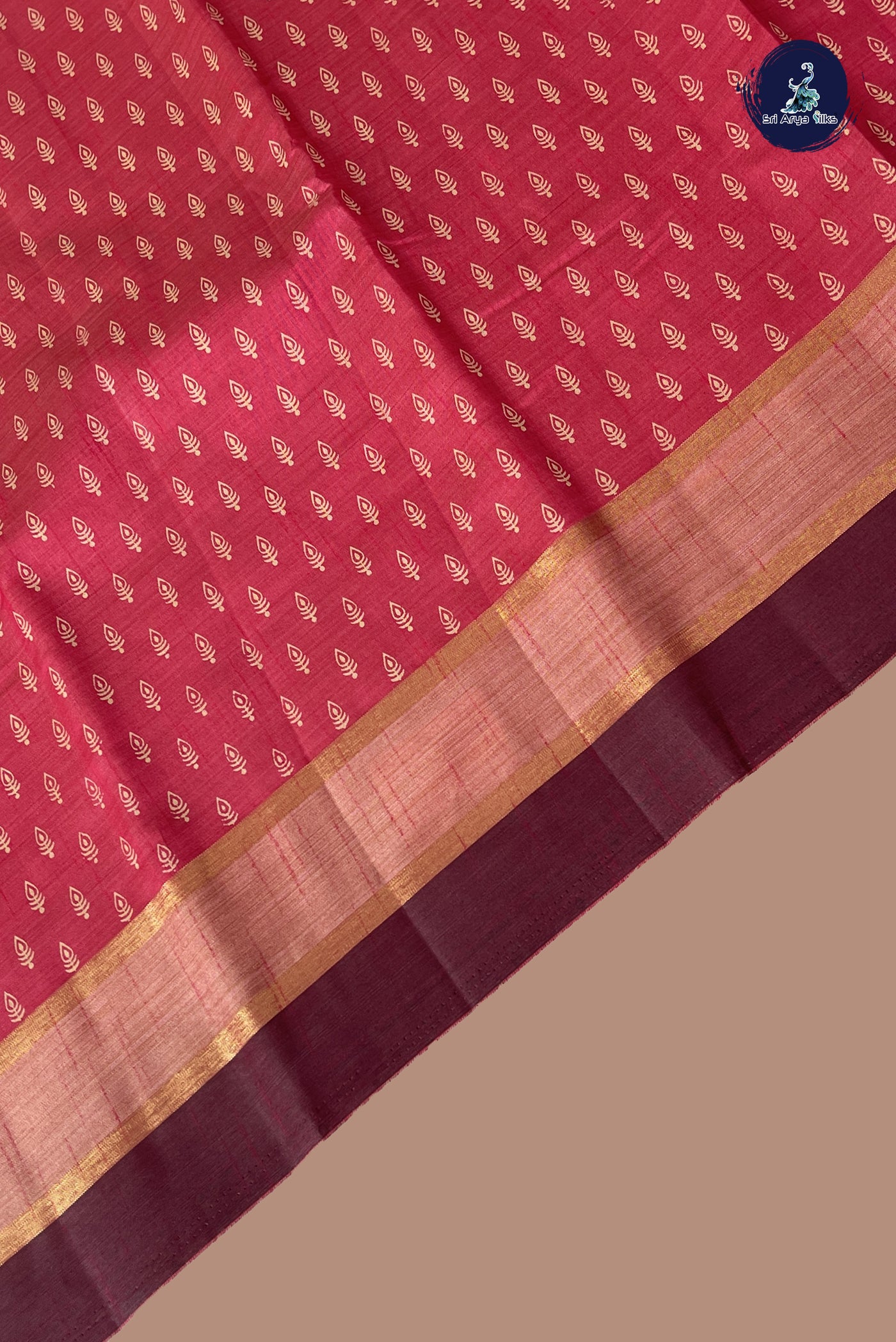 Pink Semi Tussar Saree With Printed Pattern