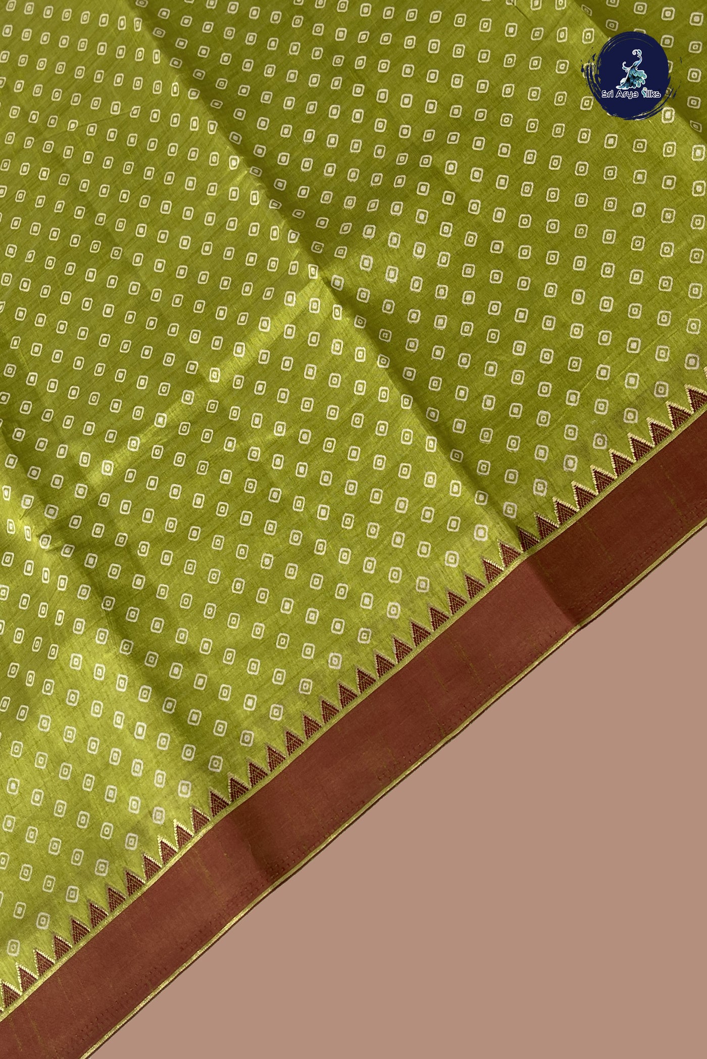 Lime Green Semi Tussar Saree With Printed Pattern