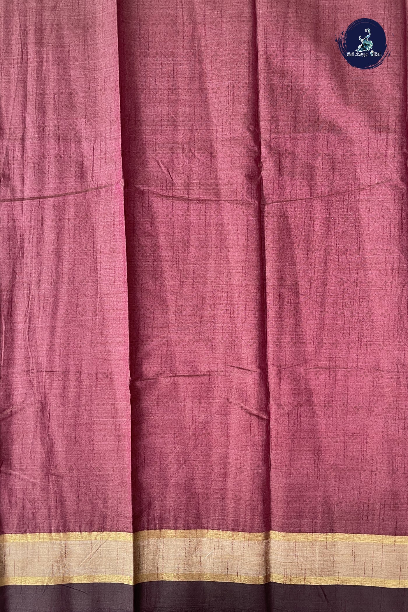 Dual Tone Brown Semi Tussar Saree With Printed Pattern