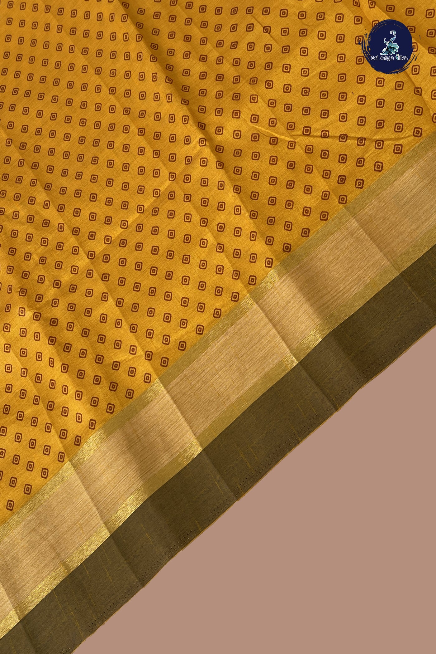 Yellow Semi Tussar Saree With Printed Pattern