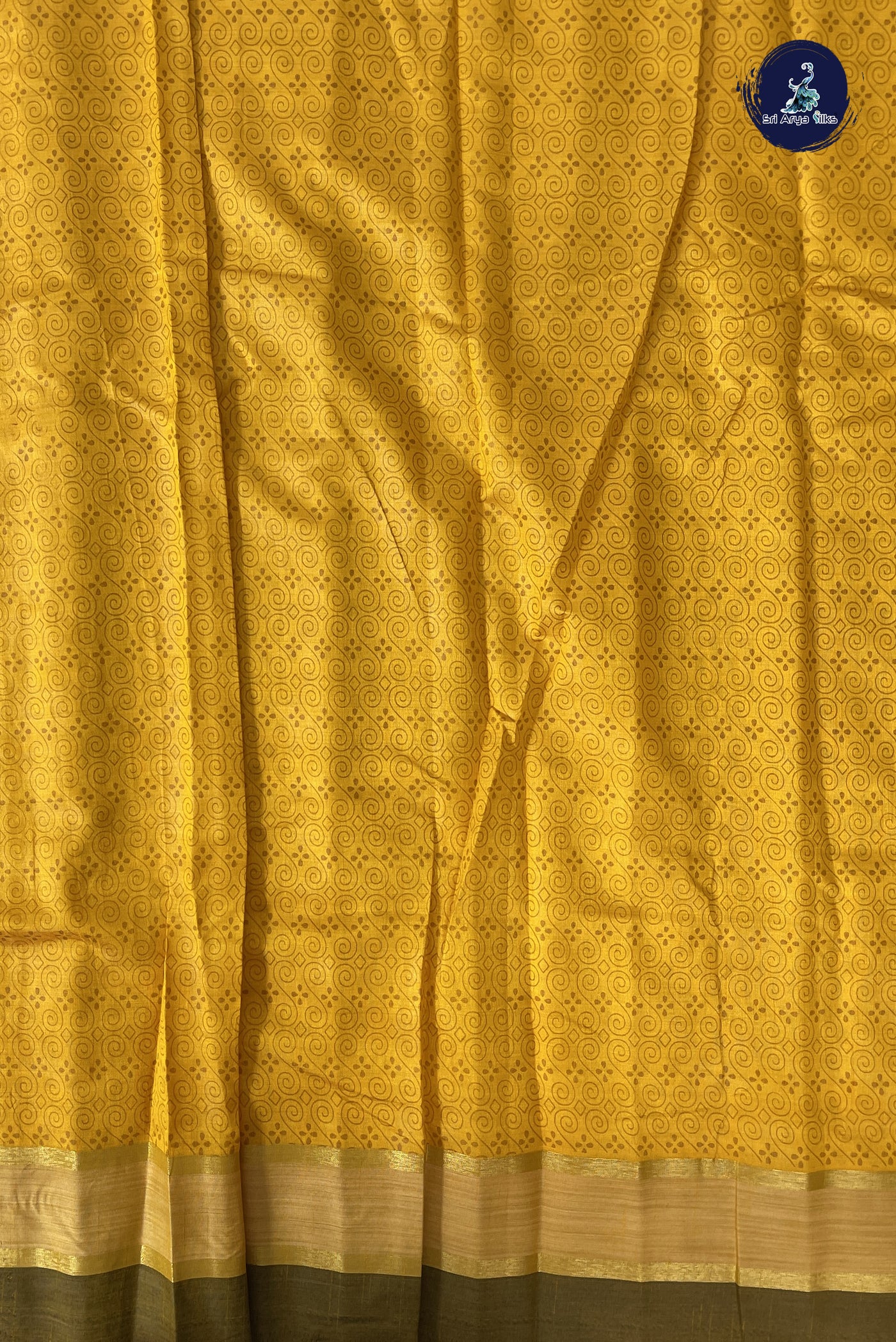 Yellow Semi Tussar Saree With Printed Pattern