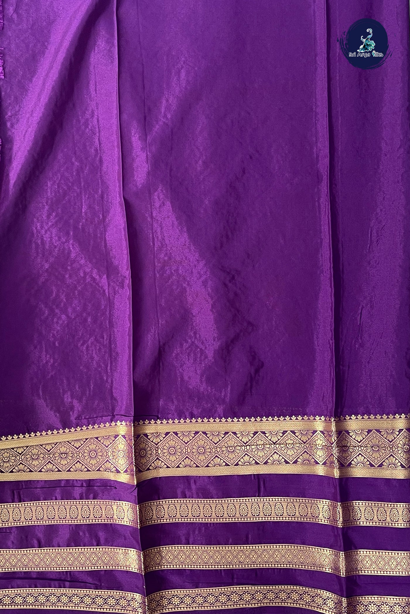 Powder Blue Semi Mysore Silk With Thread Work Pattern