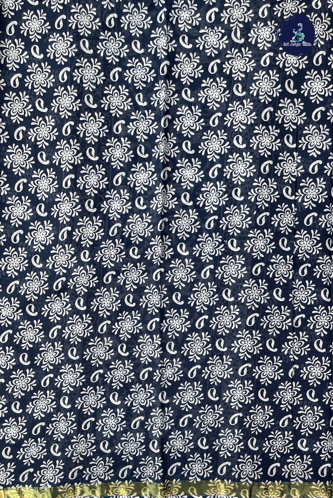 Blue Cotton Saree With Printed Pattern
