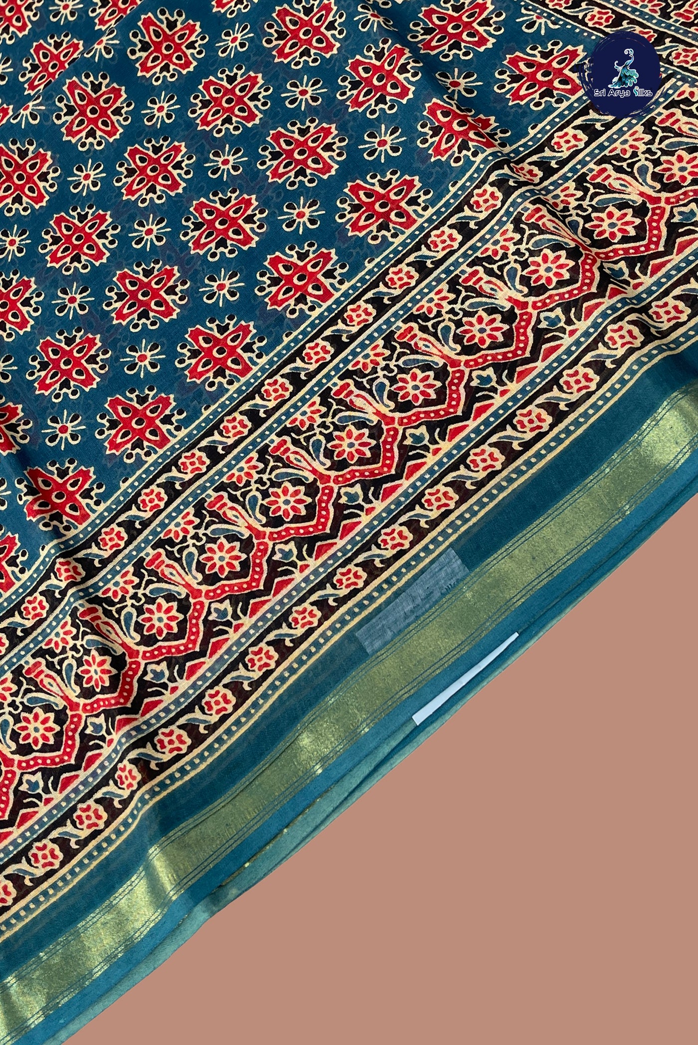 Blue Cotton Saree With Printed Pattern