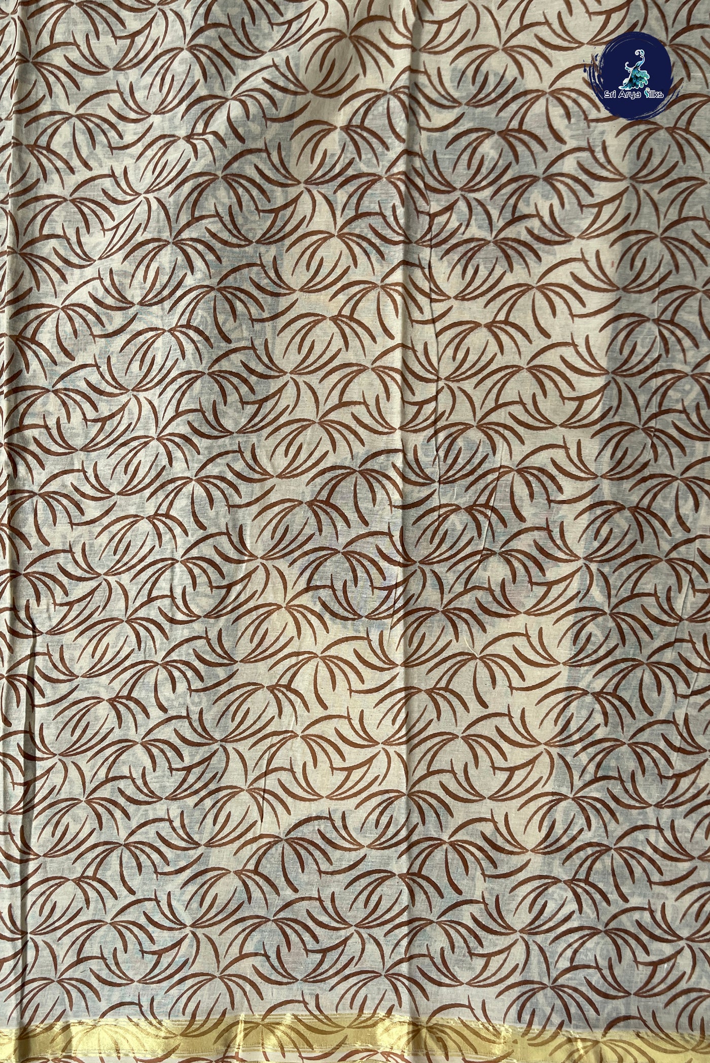 Fawn Cotton Saree With Printed Pattern