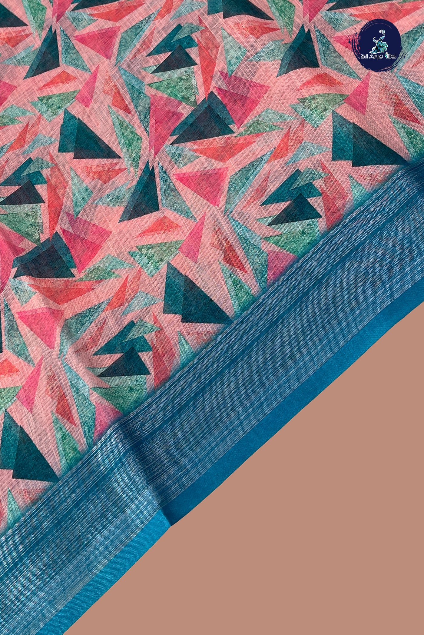 Multi Colour Linen Saree With Printed Pattern