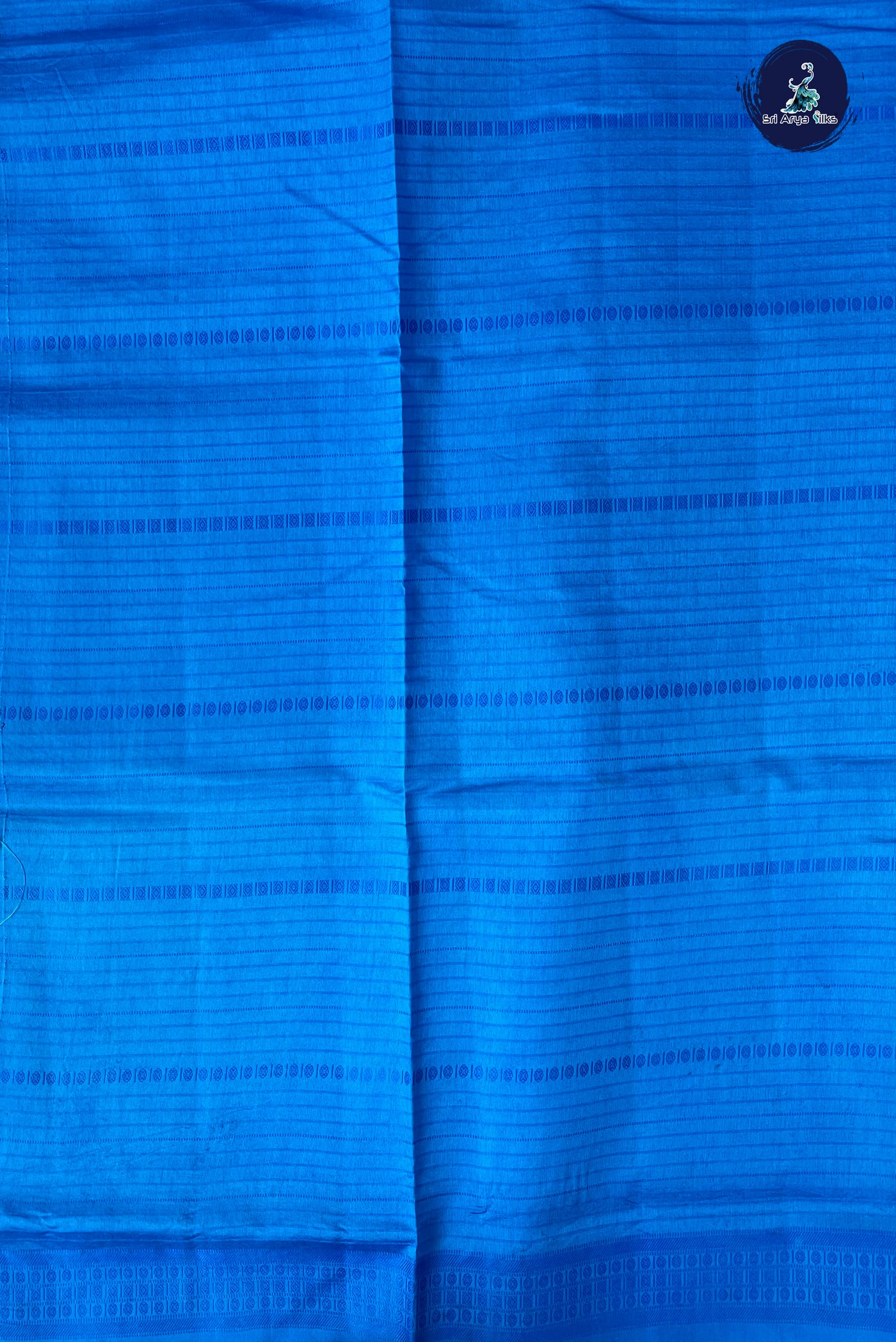 Copper Sulphate Blue Semi Tussar Saree With Thread Work Pattern