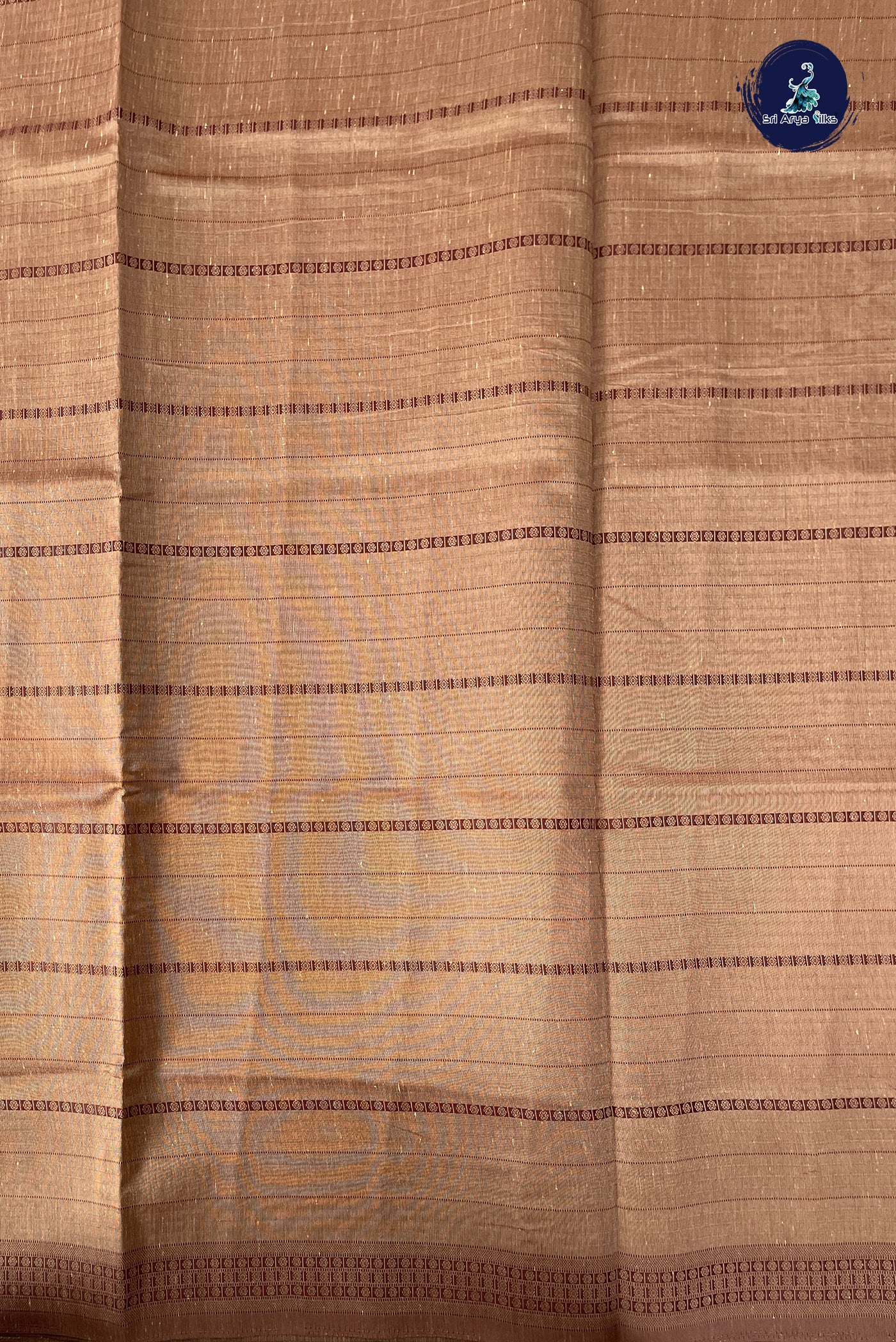 Chocolate Shade Semi Tussar Saree With Thread Work Pattern