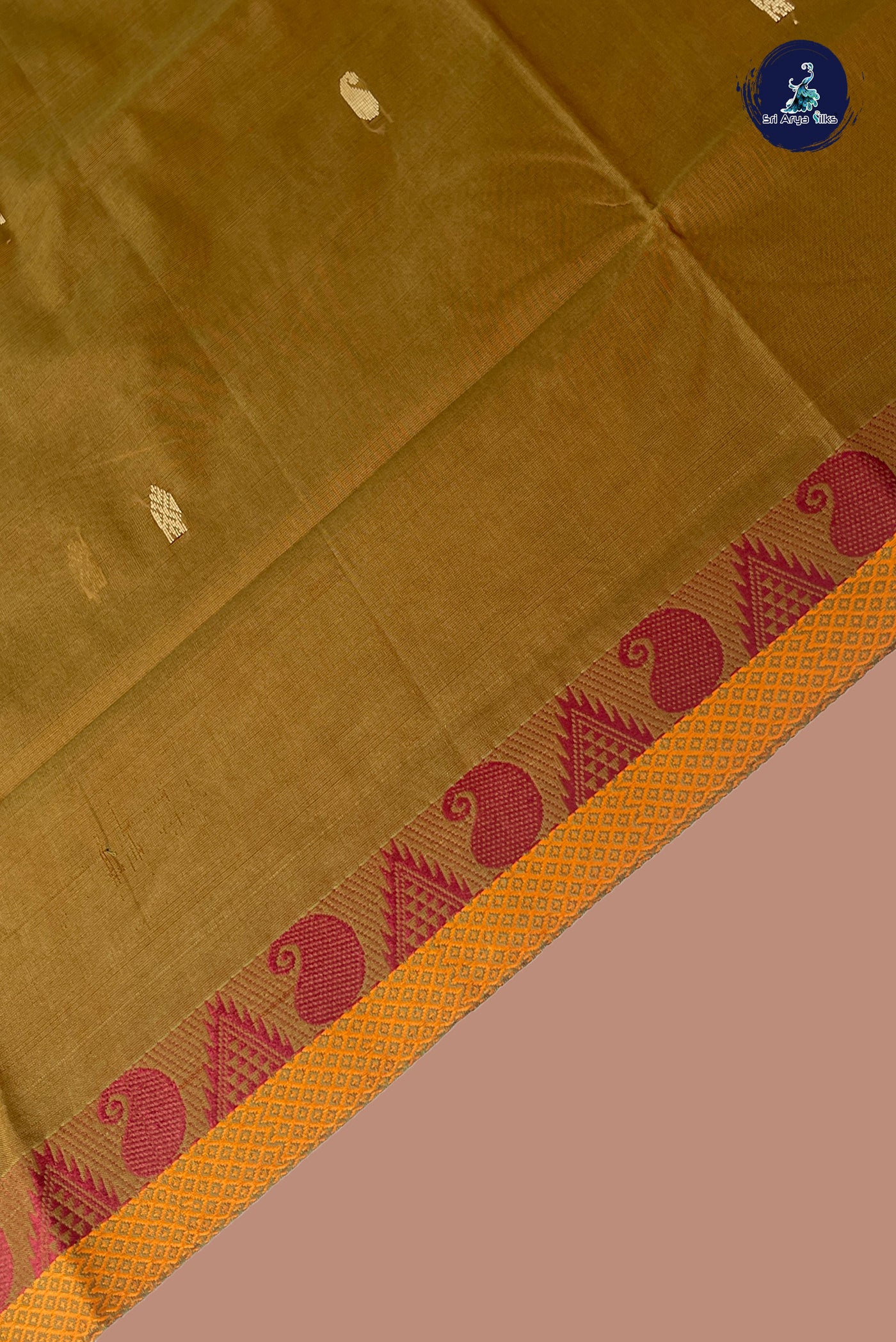 Mehendi Green Chettinad Cotton Saree With Buttas Pattern