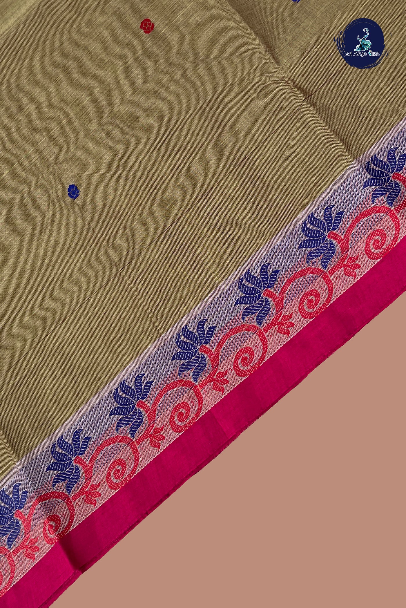 Elaichi Green Chettinad Cotton Saree With Buttas Pattern