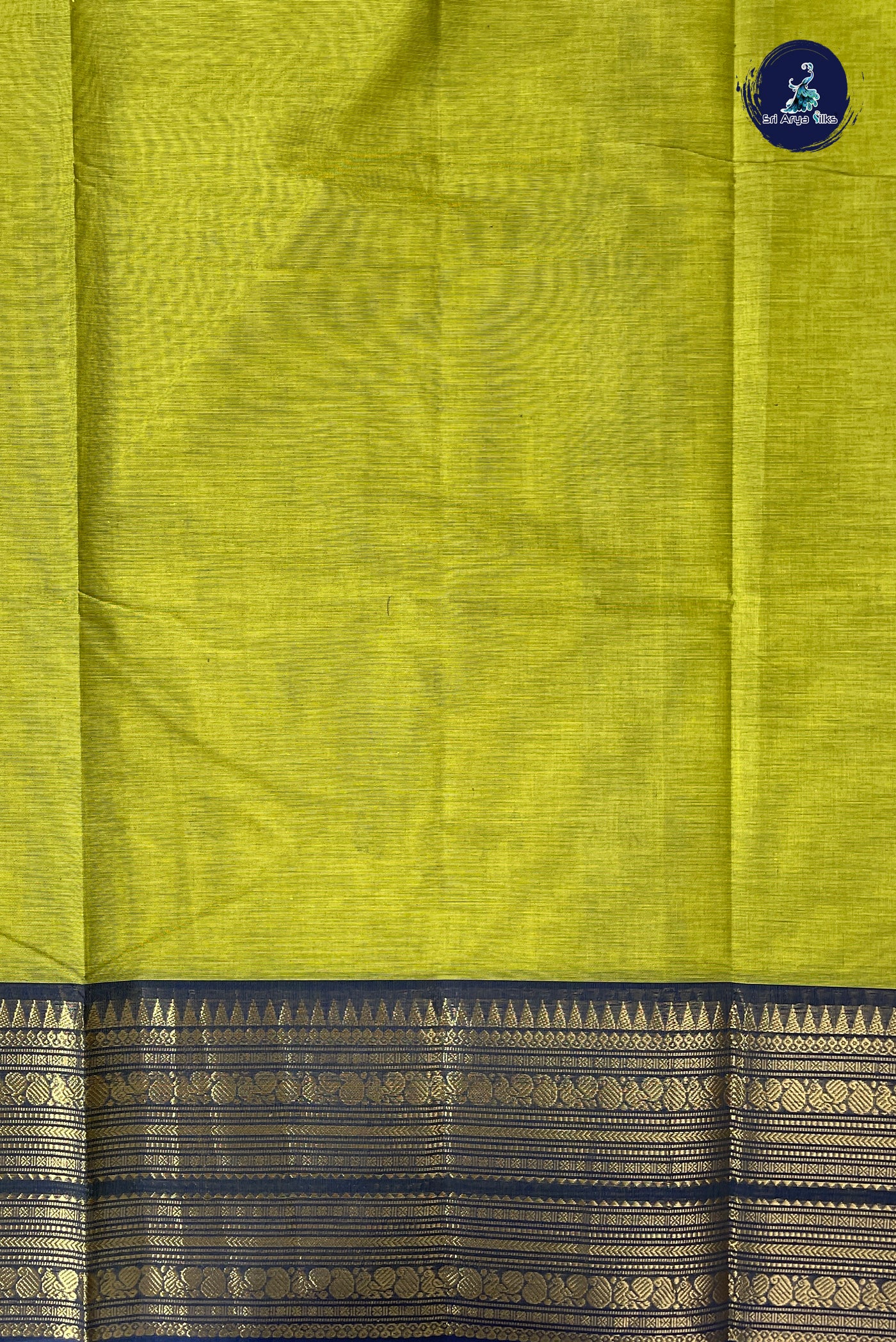 Lime Green Chettinad Cotton Saree With Buttas Pattern