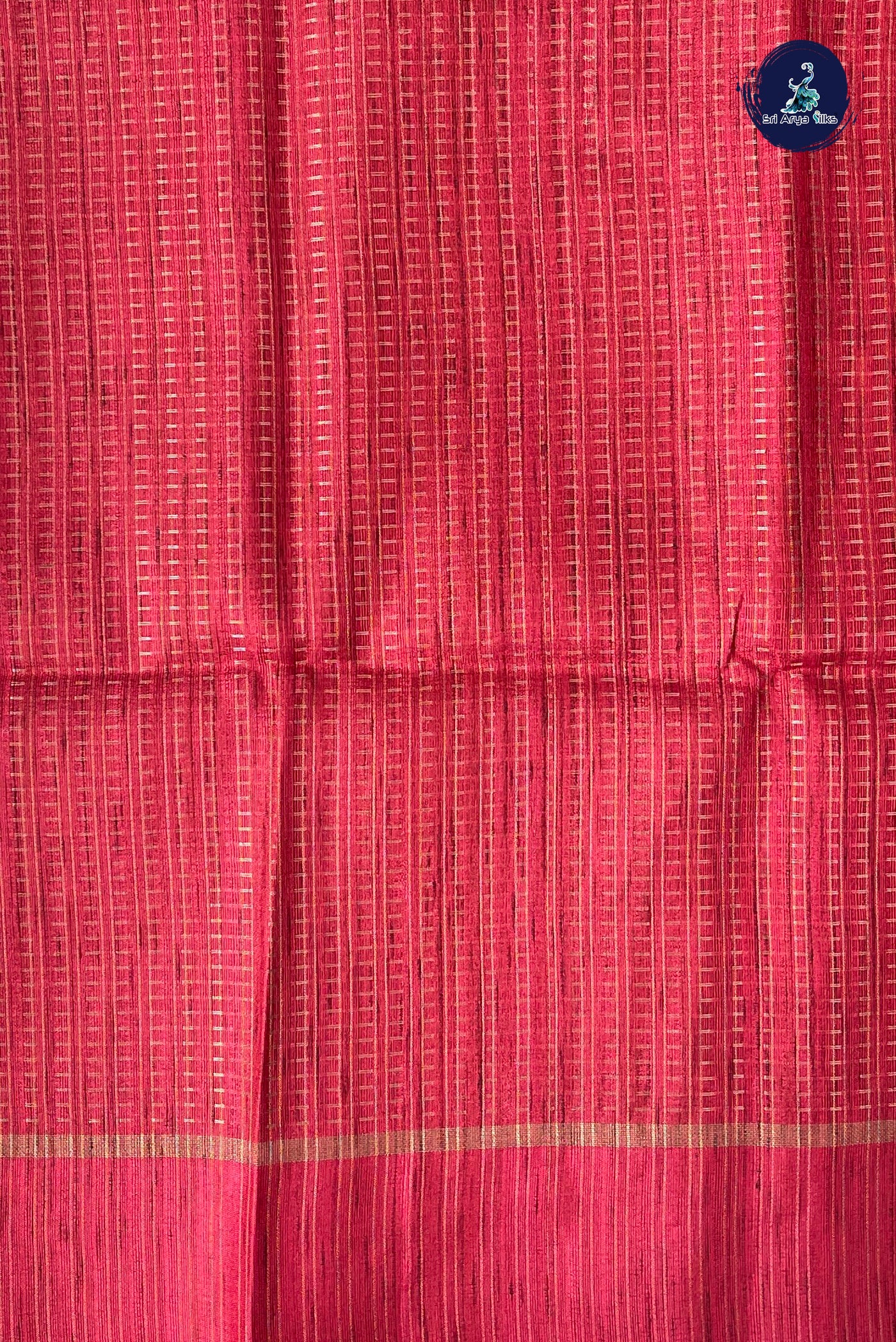 Orange Semi Tussar Saree With Zari Woven Pattern