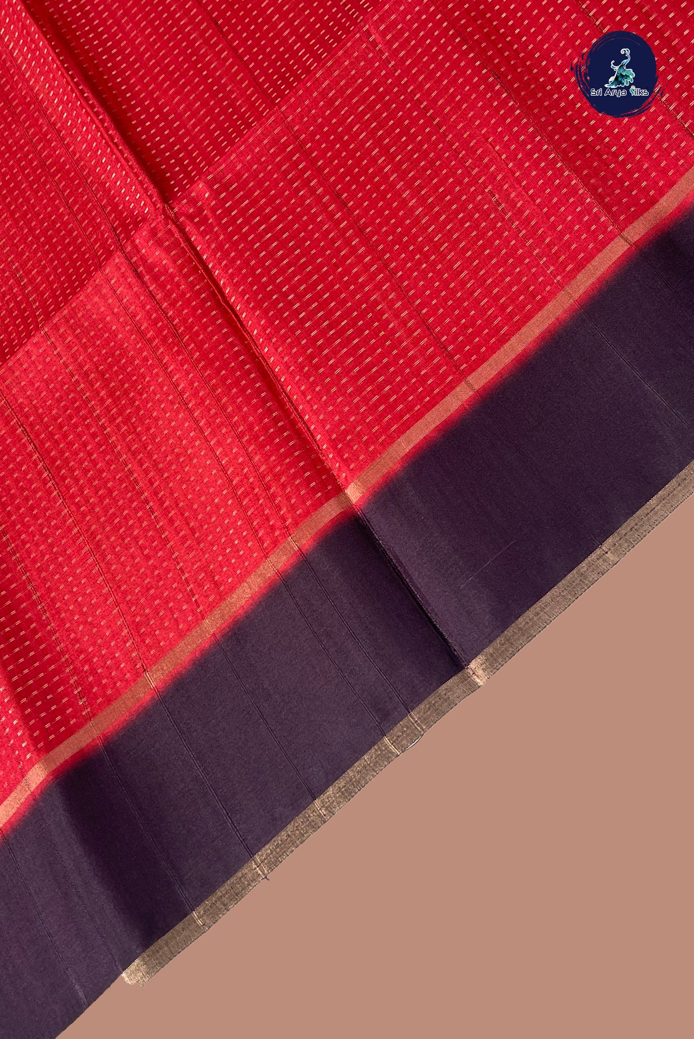 Red Semi Tussar Saree With Zari Woven Pattern