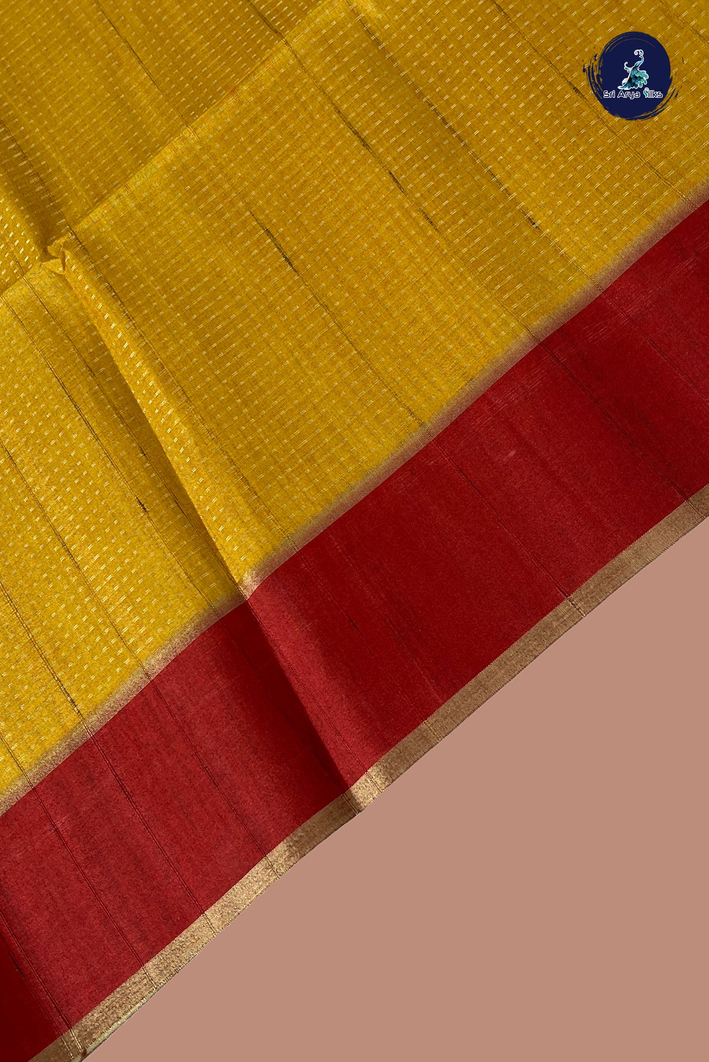 Mustard Yellow Semi Tussar Saree With Zari Woven Pattern