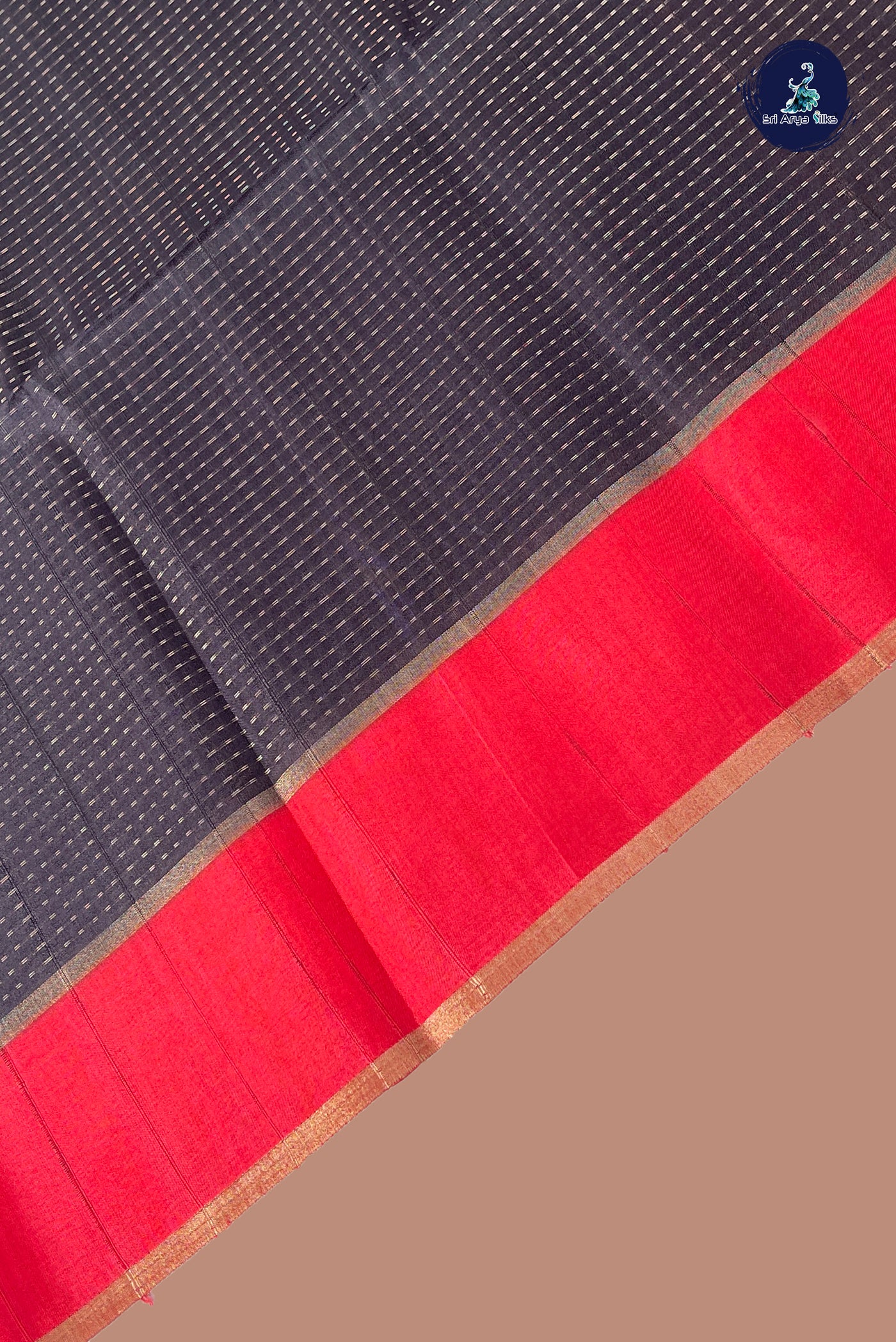 Black Semi Tussar Saree With Zari Woven Pattern