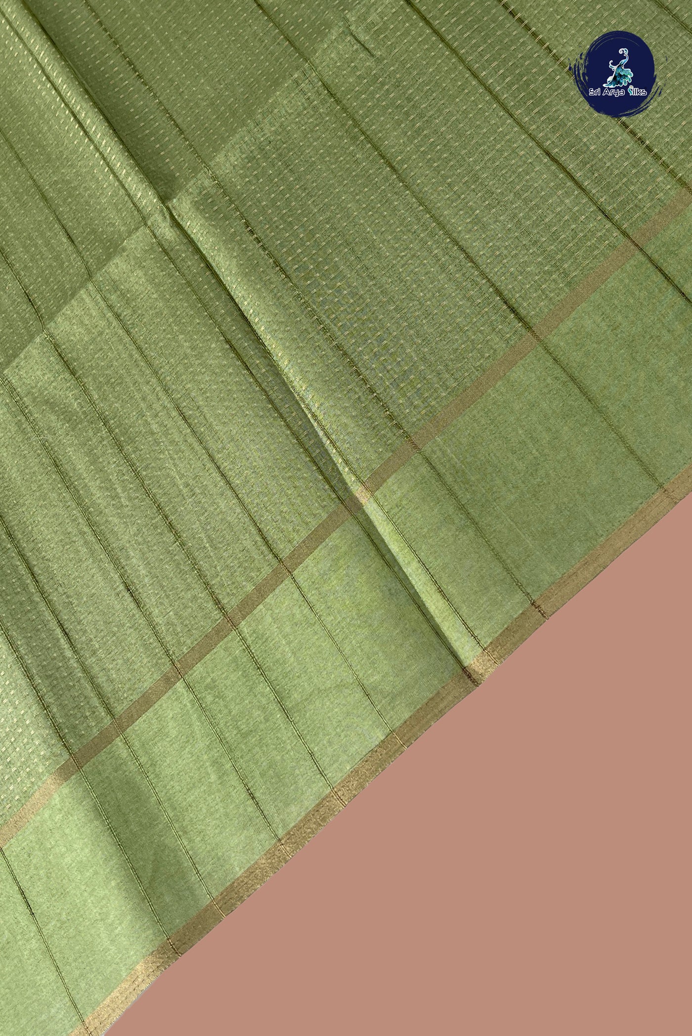 Pista Green Semi Tussar Saree With Zari Woven Pattern