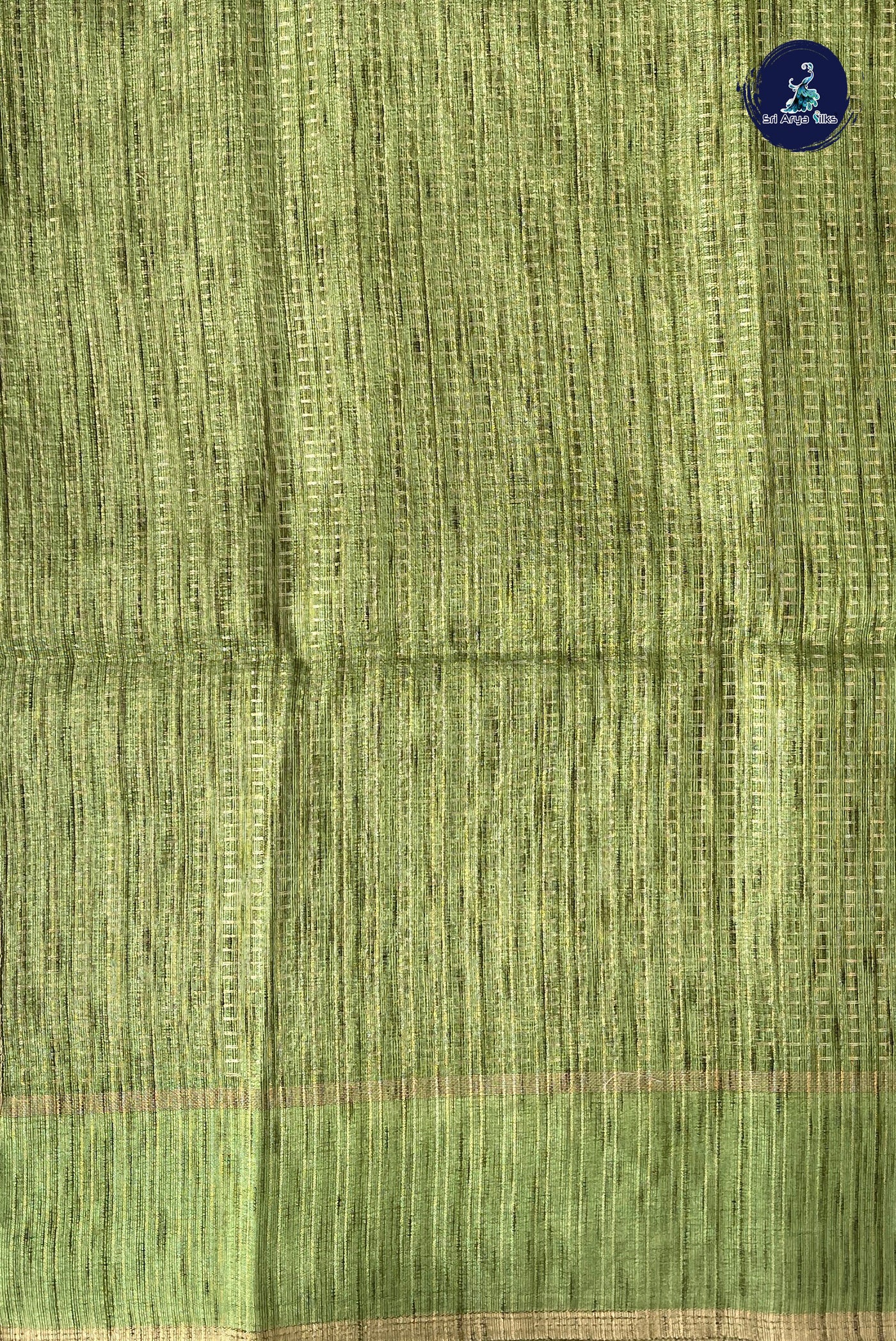 Pista Green Semi Tussar Saree With Zari Woven Pattern