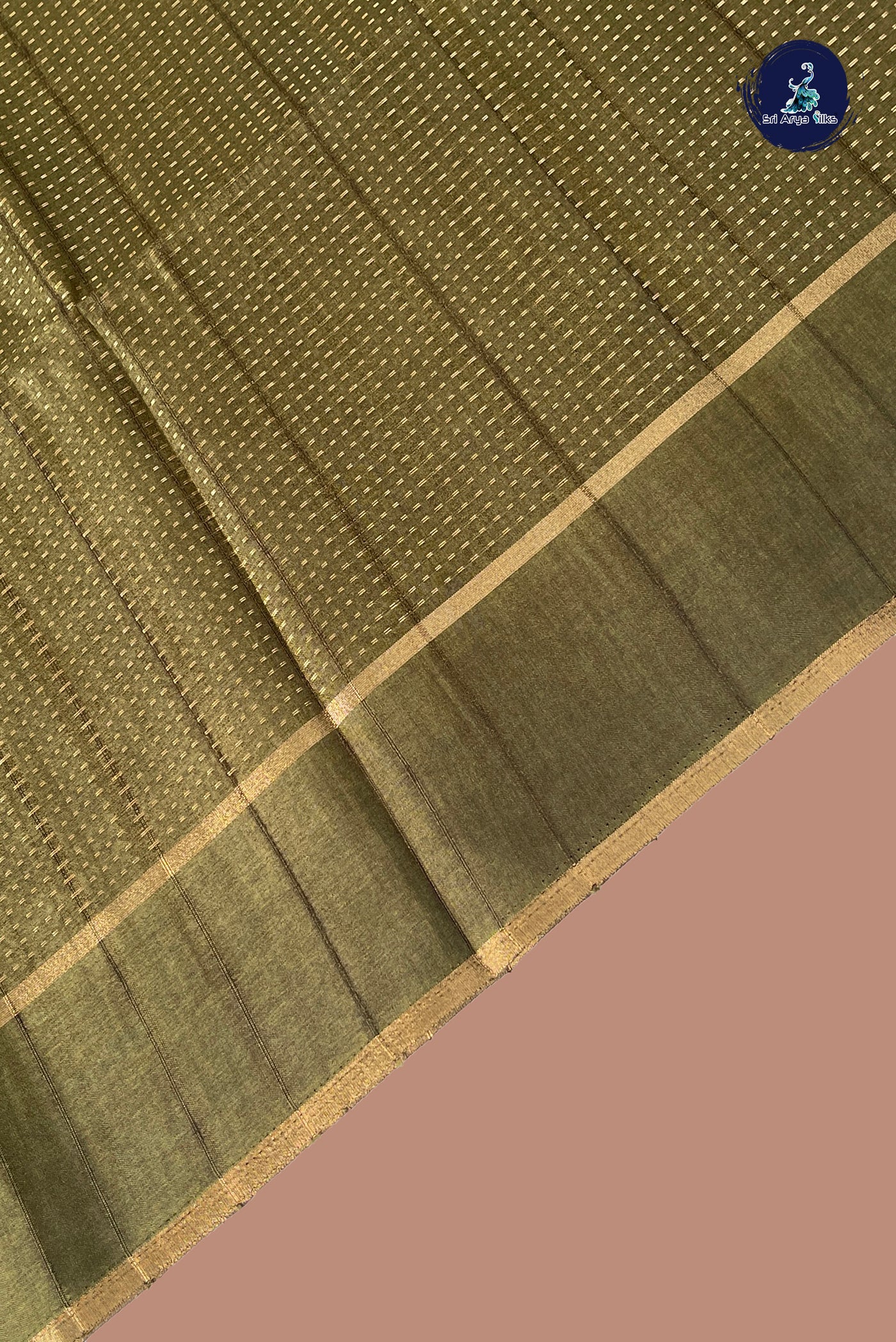 Green Semi Tussar Saree With Zari Woven Pattern
