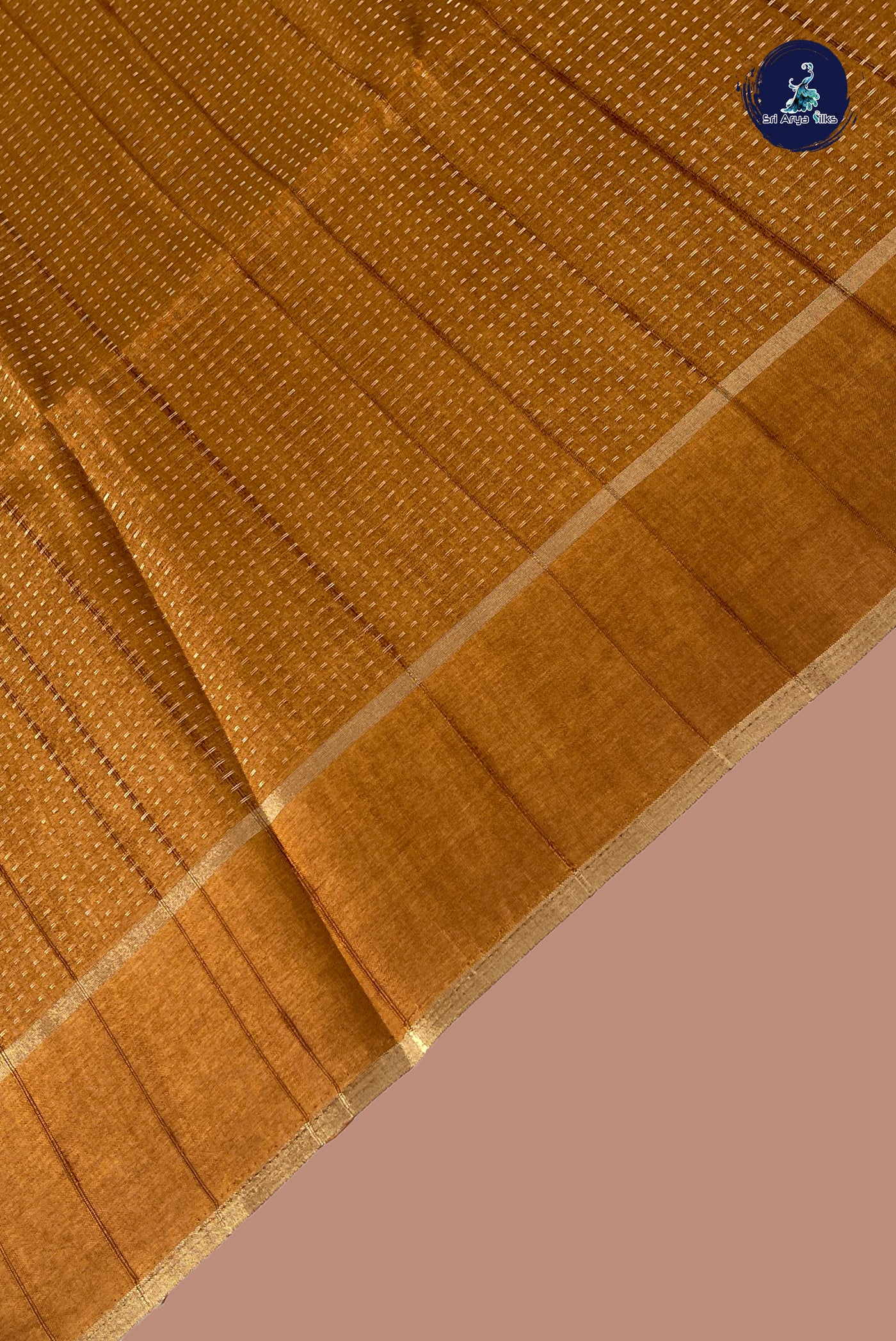 Golden Mustard Semi Tussar Saree With Zari Woven Pattern