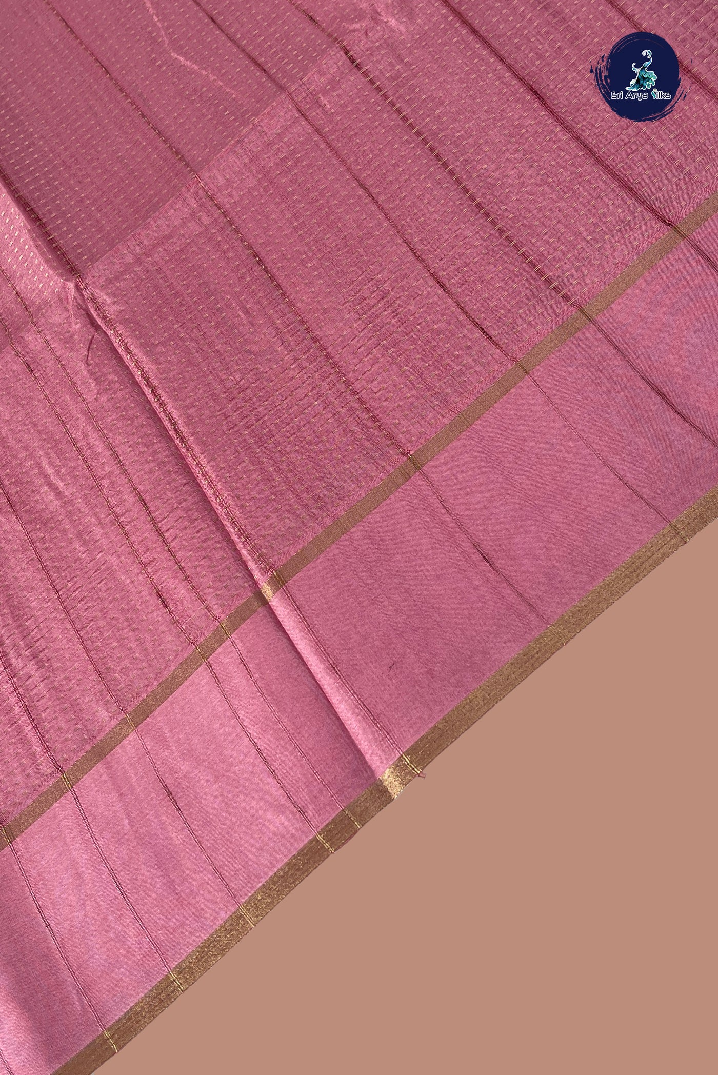 Pink Semi Tussar Saree With Zari Woven Pattern