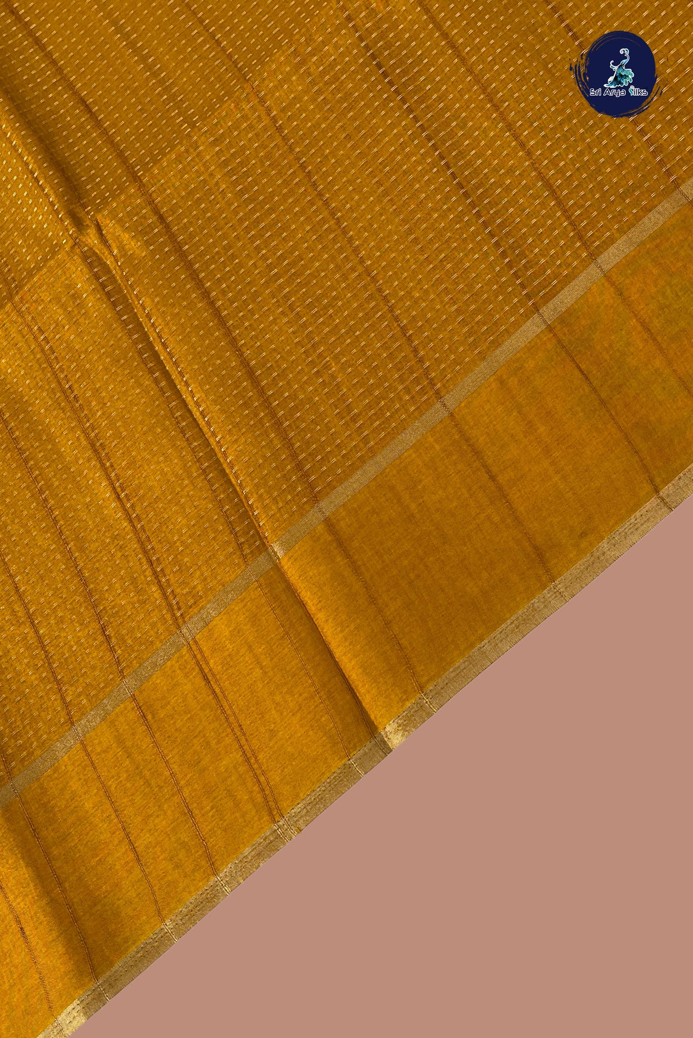 Mustard Yellow Semi Tussar Saree With Zari Woven Pattern