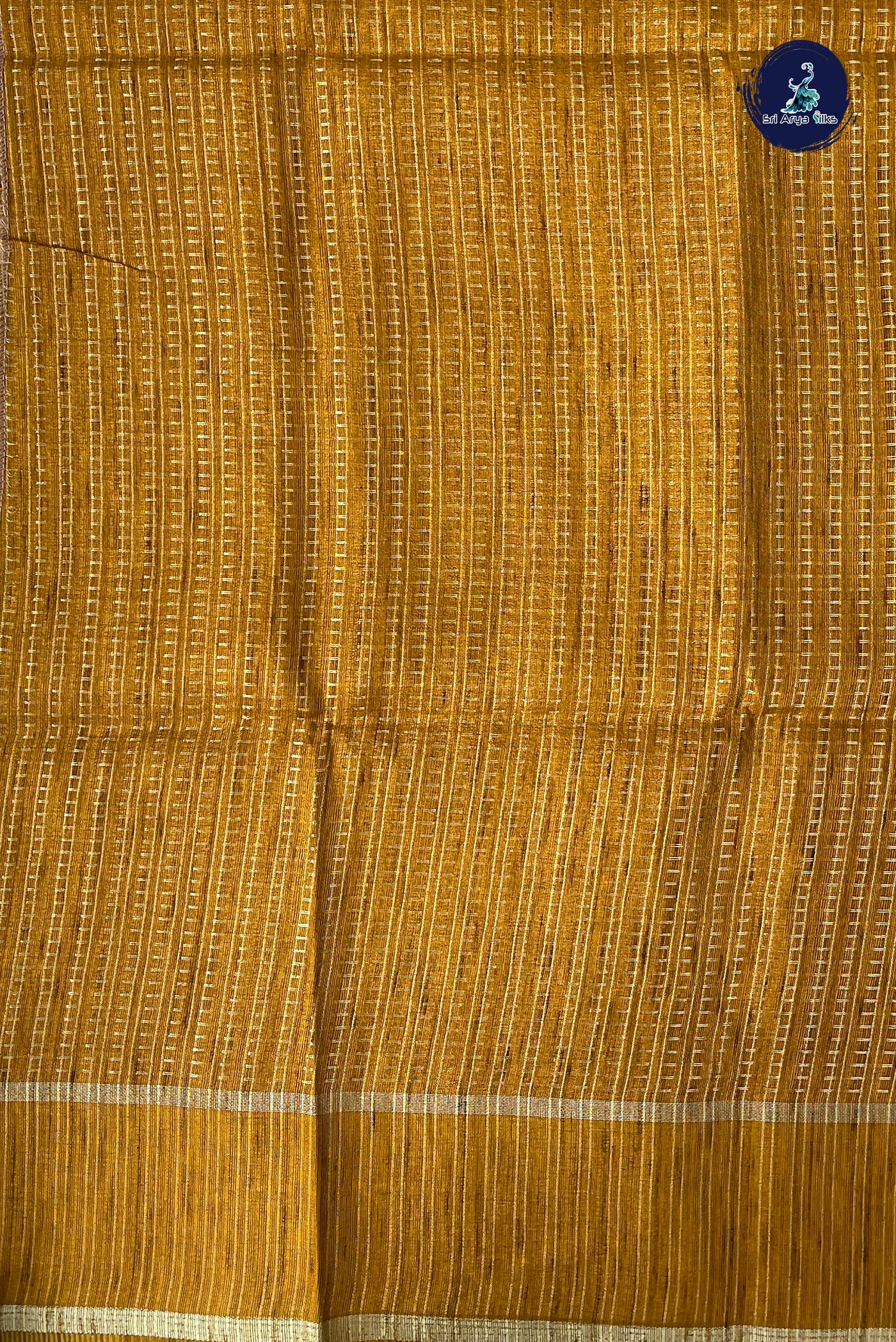 Mustard Yellow Semi Tussar Saree With Zari Woven Pattern