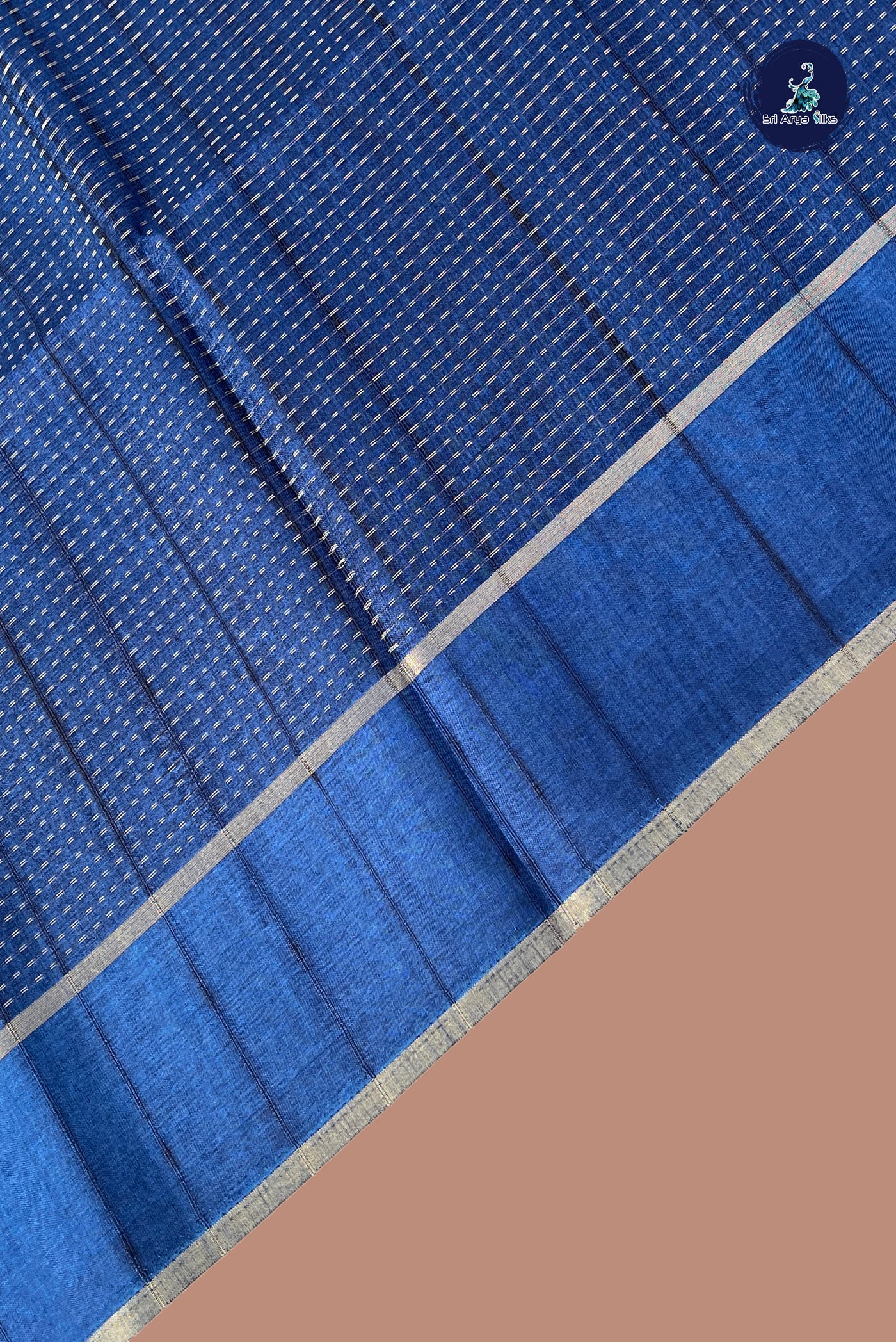 Blue Semi Tussar Saree With Zari Woven Pattern