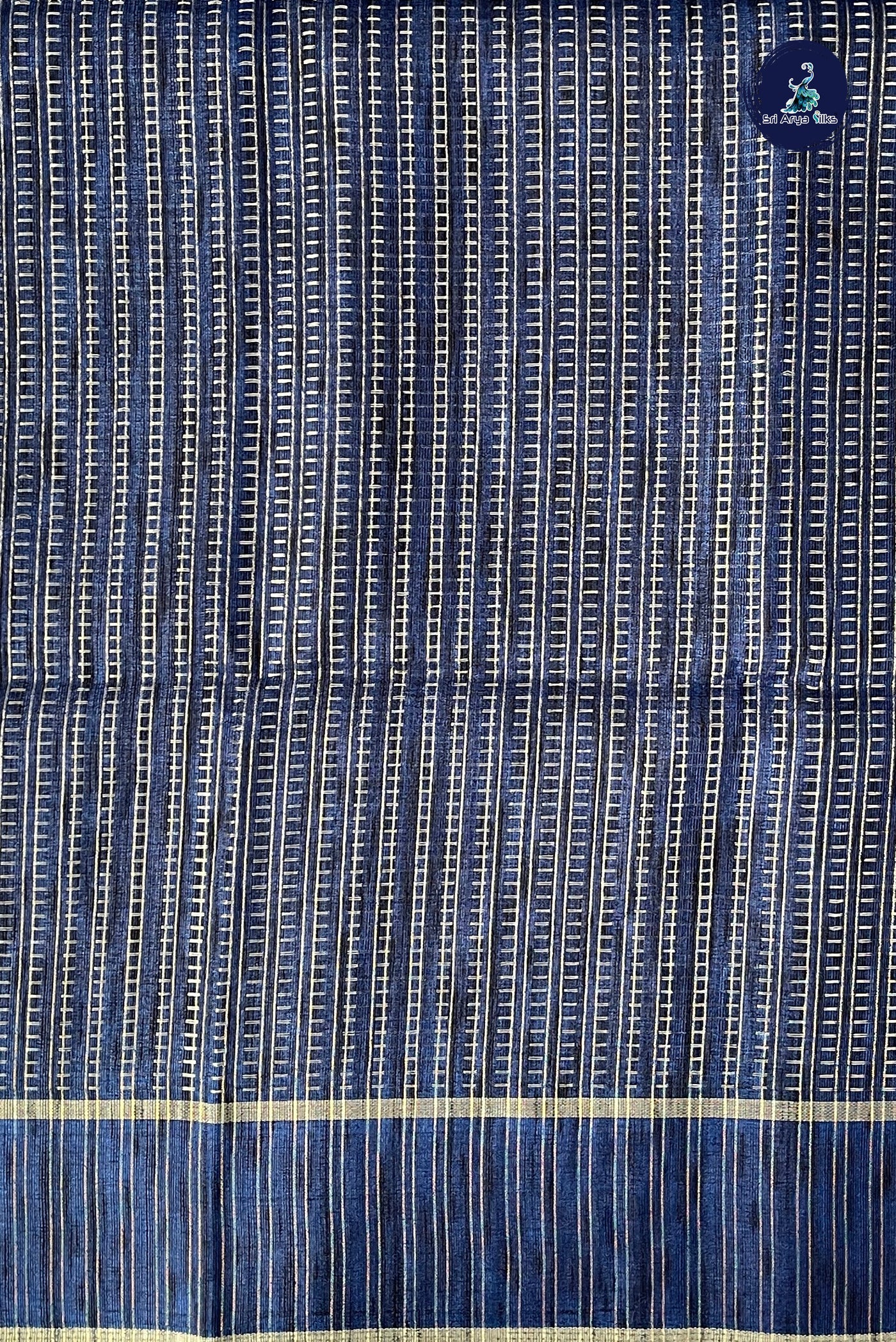 Blue Semi Tussar Saree With Zari Woven Pattern