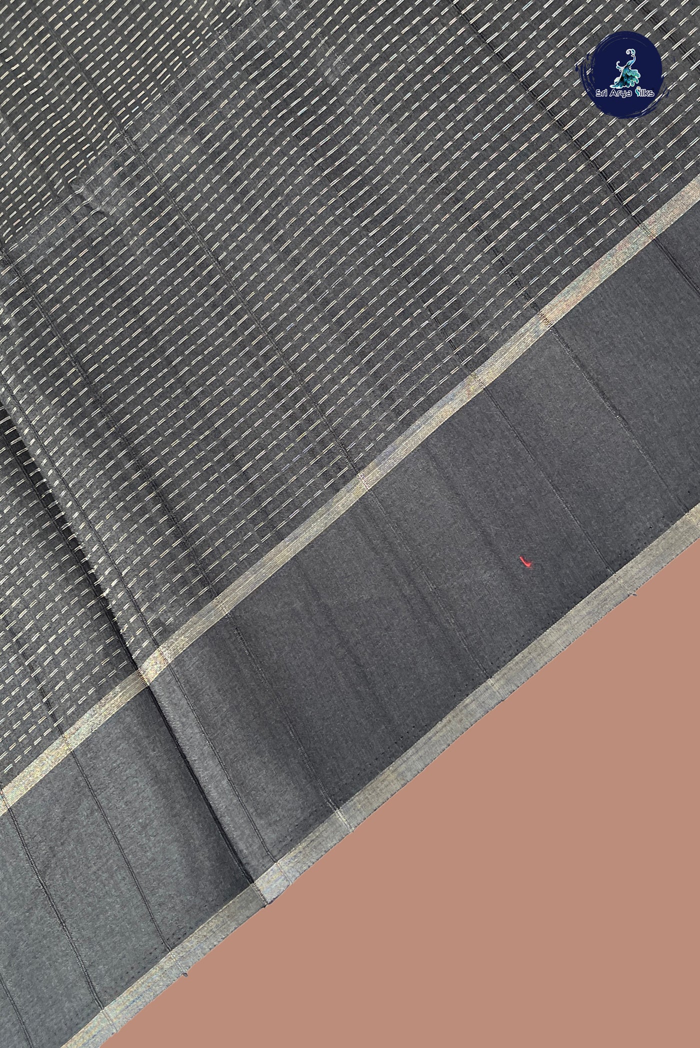 Black Semi Tussar Saree With Zari Woven Pattern